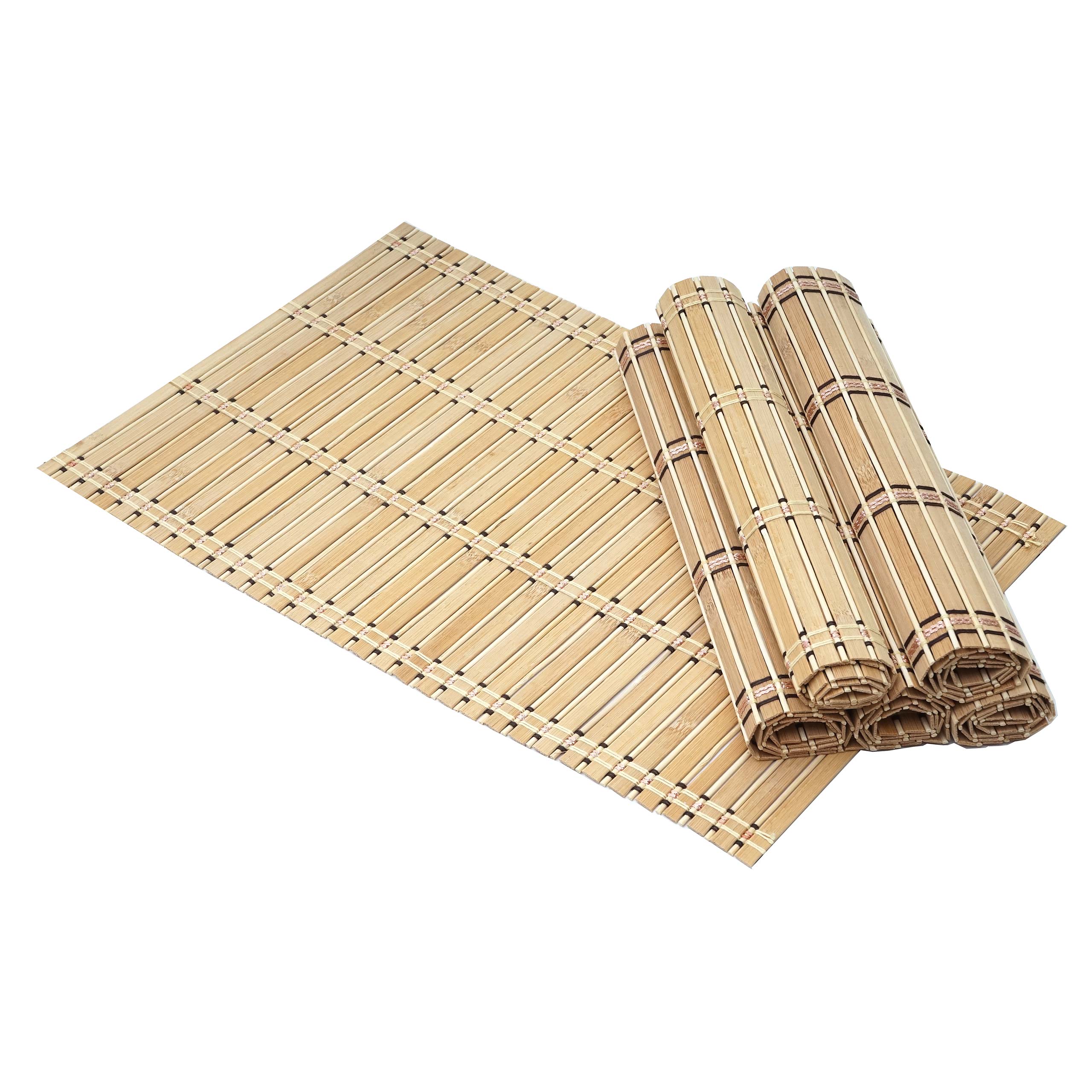 6-teiliges Tischset MCW-C13, Platzdeckchen Tischmatte Platzset, Bambus abwaschbar 45x30cm ~ hellbraun - Bild 1