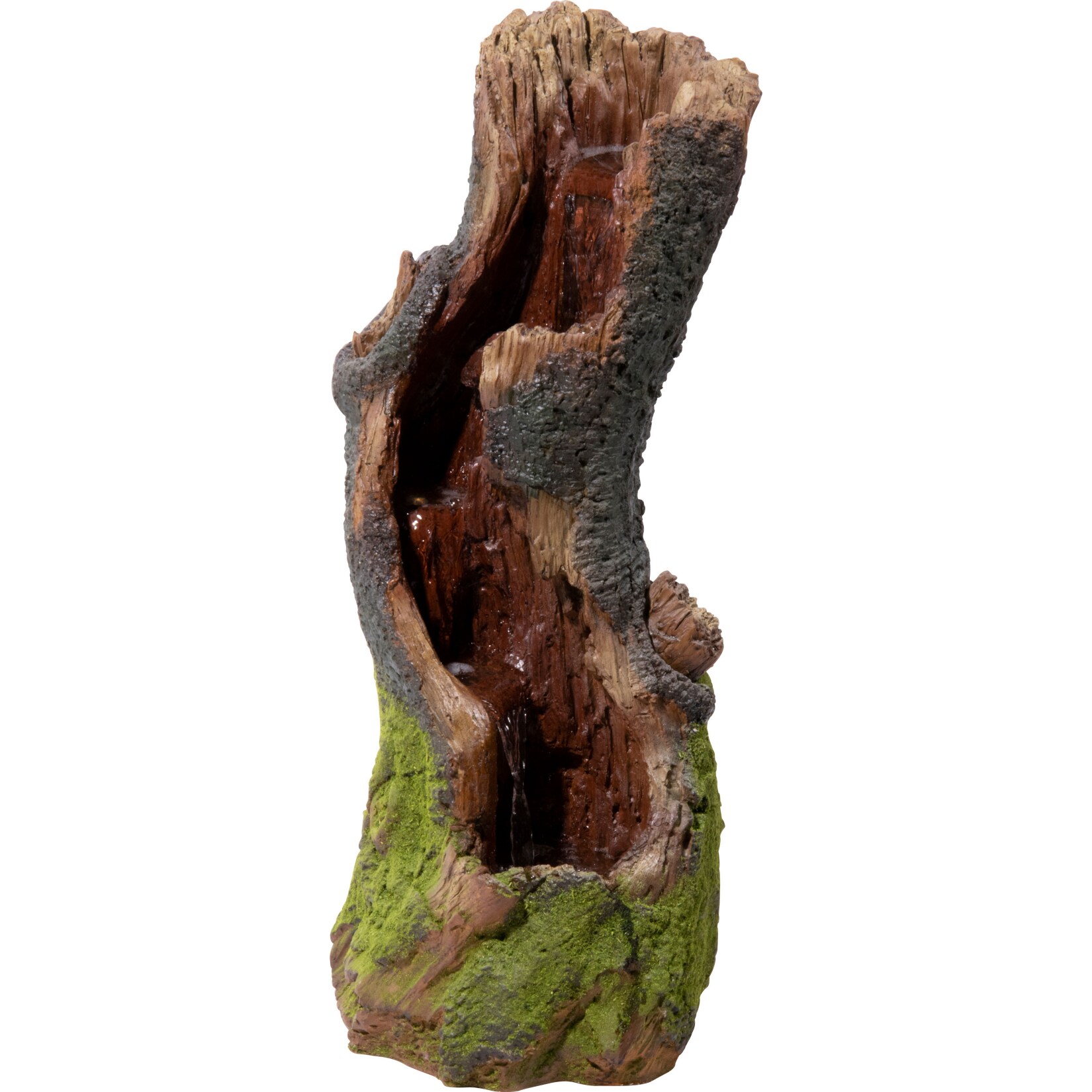 Dobar Polyresin-Brunnen mit Pumpe und LED´s, Baumstamm gebogen