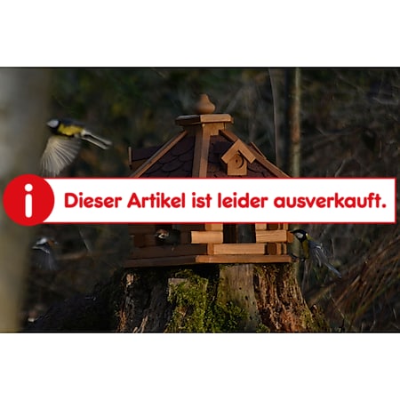 Dobar Rustikales XL-Vogelfutterhaus im Blockhaus-Stil mit rotem Bitumendach, Vogelhaus mit 6 Einfluglöchern - Bild 1
