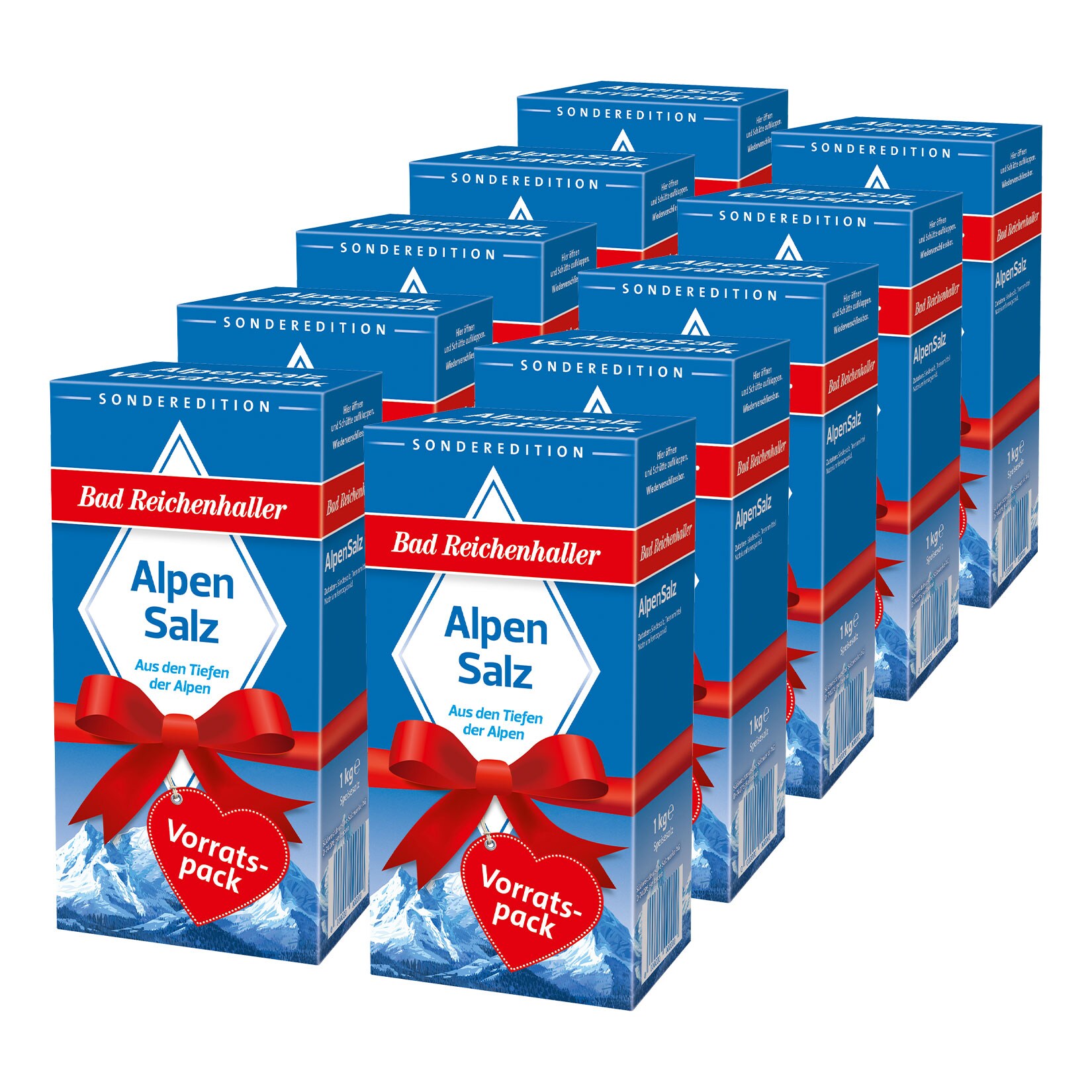 Bad Reichenhaller Alpensalz XXL 1kg, 10er Pack - Bild 1
