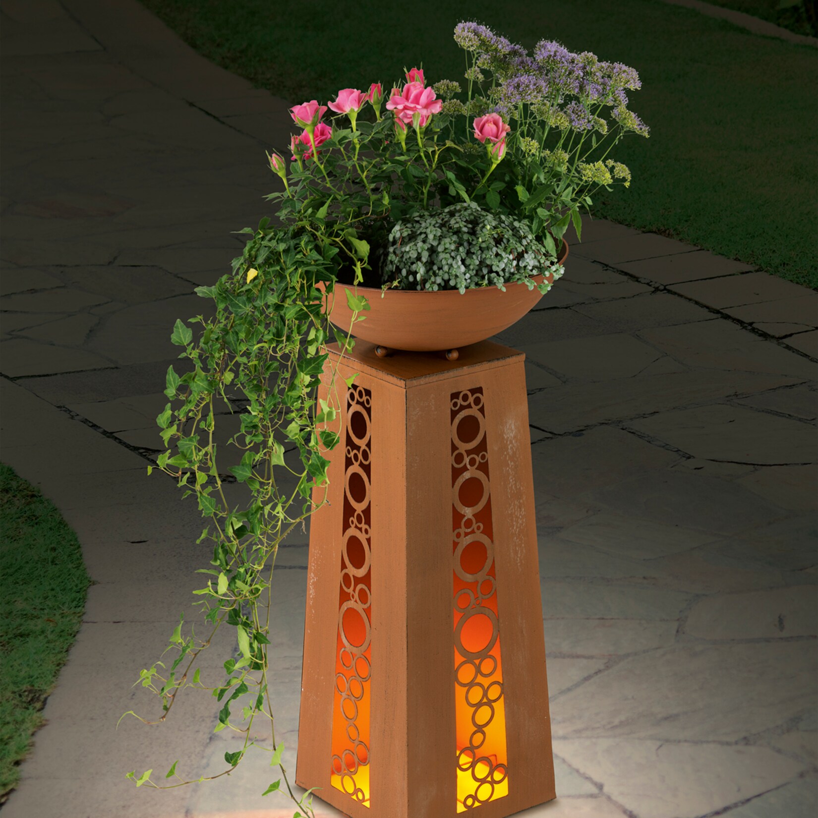 EASYmaxx LED-Dekos&auml;ule Flamme Rost-Optik 69cm 4,5V - Bild 1