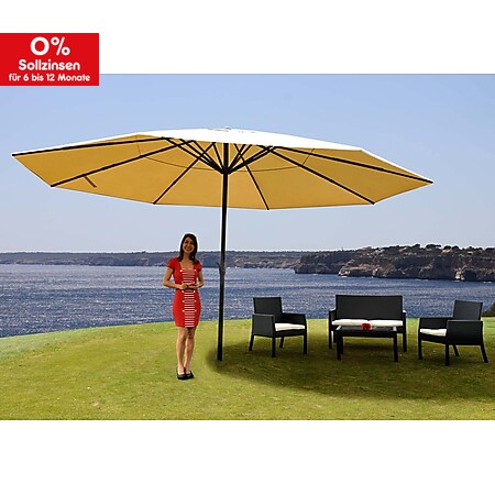 Sonnenschirm Carpi Pro, Gastronomie Marktschirm ohne Volant Ø 5m Polyester/Alu 28kg ~ creme ohne Ständer - Bild 1