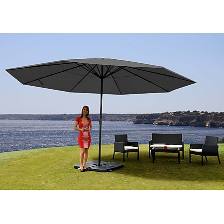 Sonnenschirm Carpi Pro, Gastronomie Marktschirm ohne Volant Ø 5m Polyester/Alu 28kg ~ anthrazit mit Ständer - Bild 1