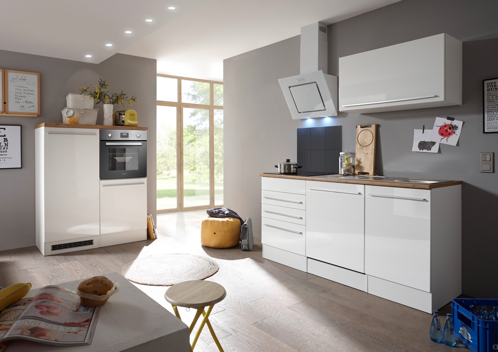 Respekta Premium Küchenzeile mit Mineralite - Einbauspülbecken 320 cm, weiß