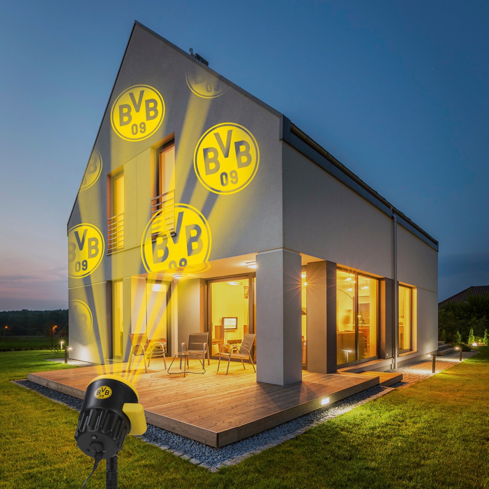 BVB LED-Motivstrahler 7,5W schwarz mit Logo - Bild 1