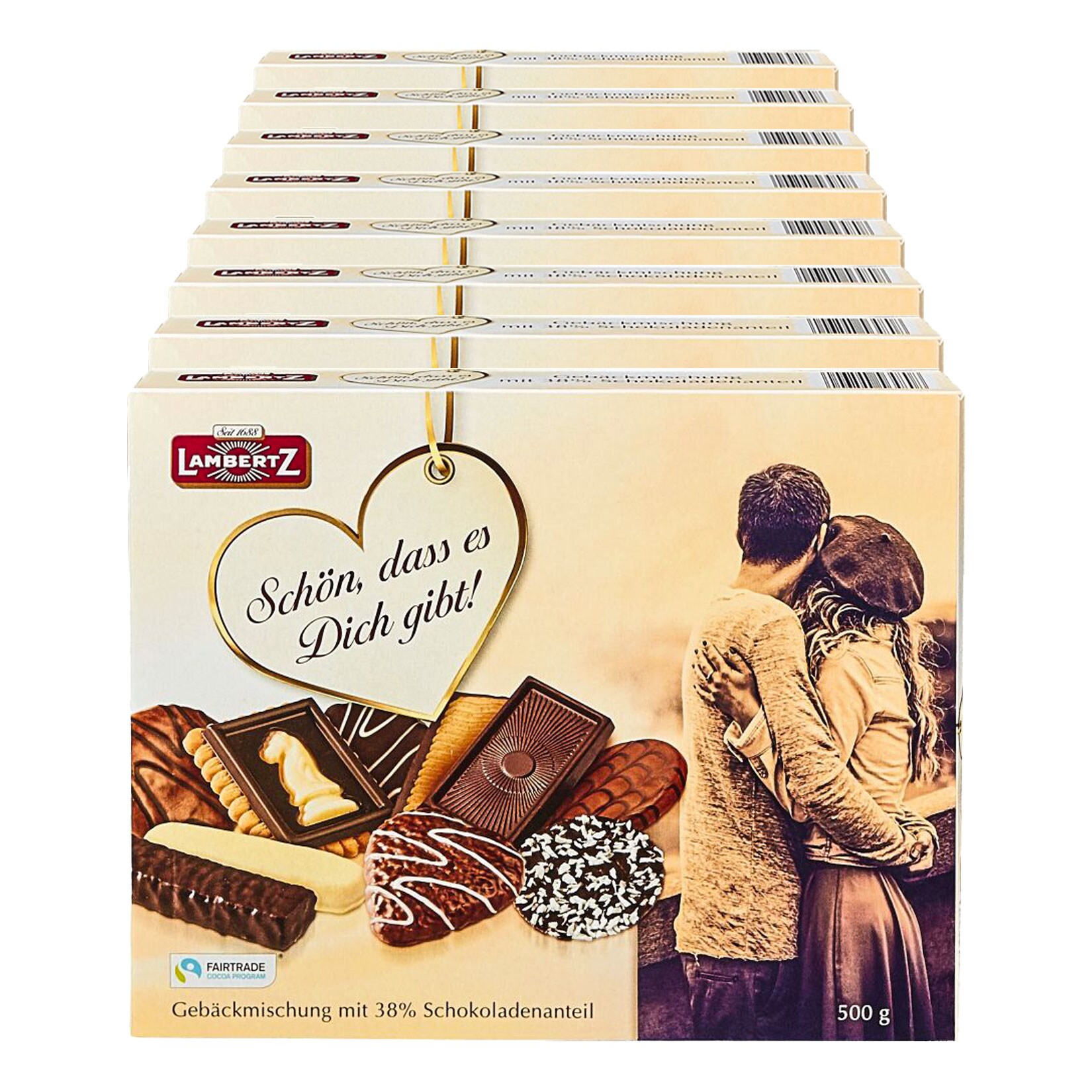 Lambertz Geb&auml;ckmischung &bdquo;Sch&ouml;n, dass es Dich gibt&ldquo; 500 g, 8er Pack - Bild 1