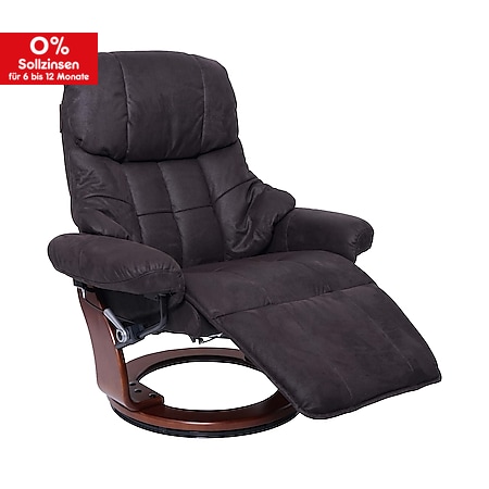 MCA Relaxsessel Windsor 2, Fernsehsessel Sessel, Stoff/Textil 150kg belastbar ~ braun-schwarz, Walnuss-Optik - Bild 1
