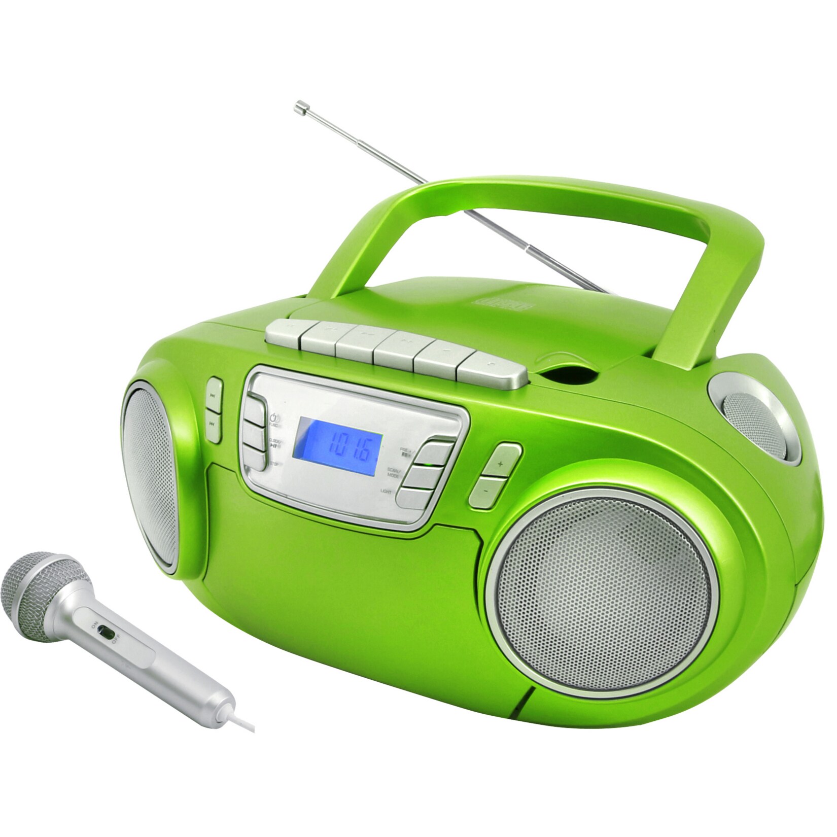 Soundmaster SCD5800GR CD/MP3 Boombox mit Radio, Kassettenrekorder, USB und externem Mikrophon | 04005425010012