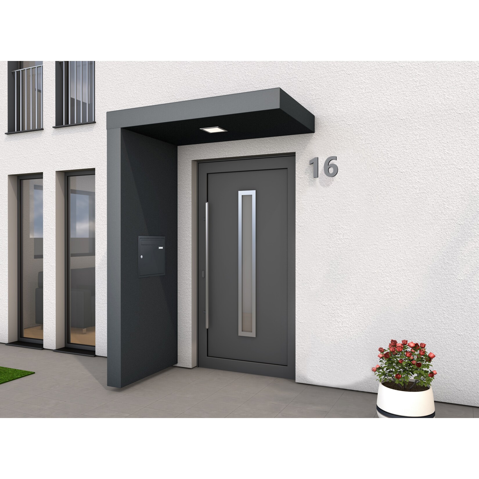 Gutta BS PLUS 160 Rechteckvordach mit Seitenteil links und Briefkasten UP10-110 - Bild 1