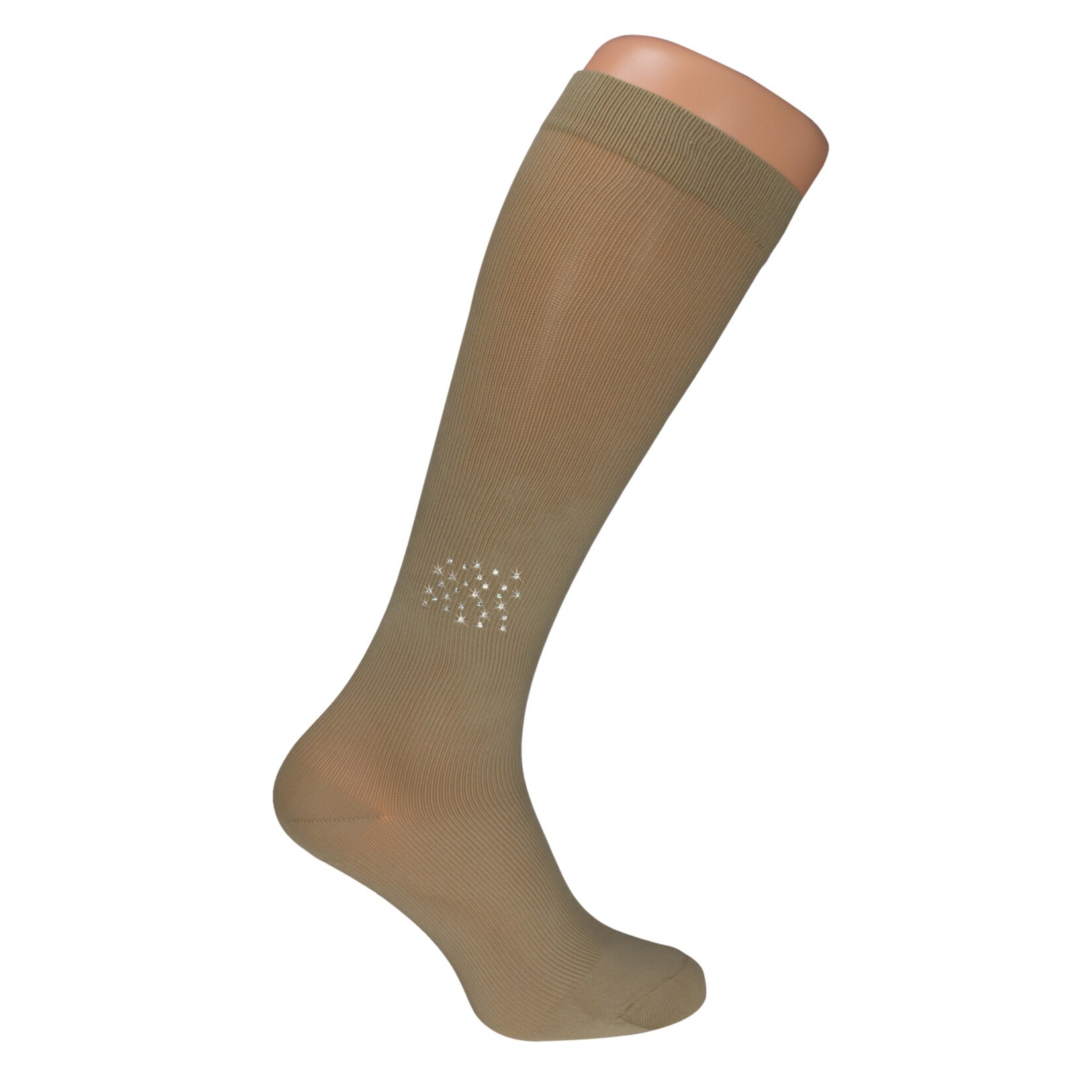 Hydas Reisestr&uuml;mpfe mit aktiver St&uuml;tzwirkung, mit Strasssteinen beige, 1 Paar, Gr. 36-38 - Bild 1