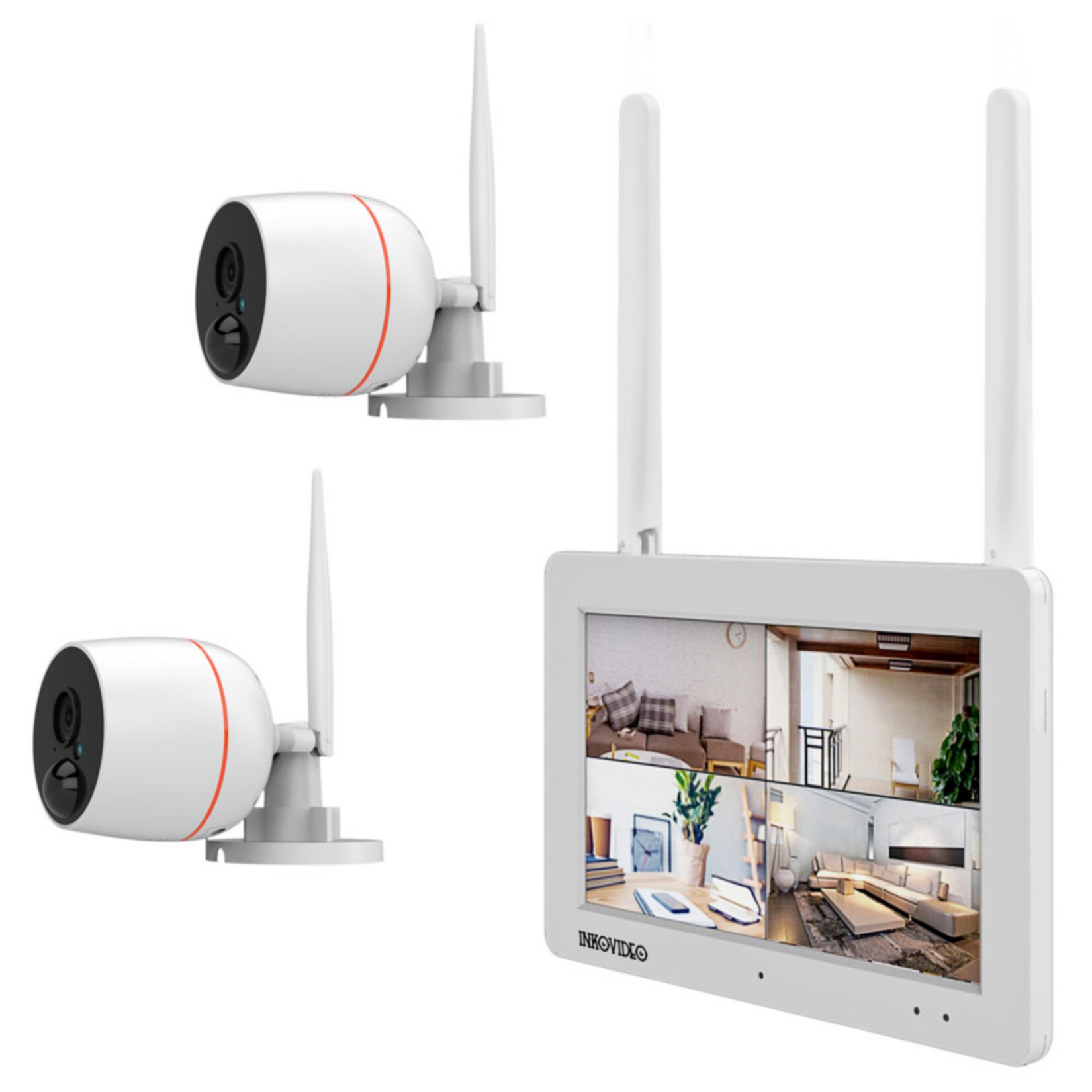 Inkovideo INKO-EL0206 Full HD WLAN &Uuml;berwachungsset mit Touchscreen, Bewegungssensor und Audio&uuml;bertragung - Bild 1
