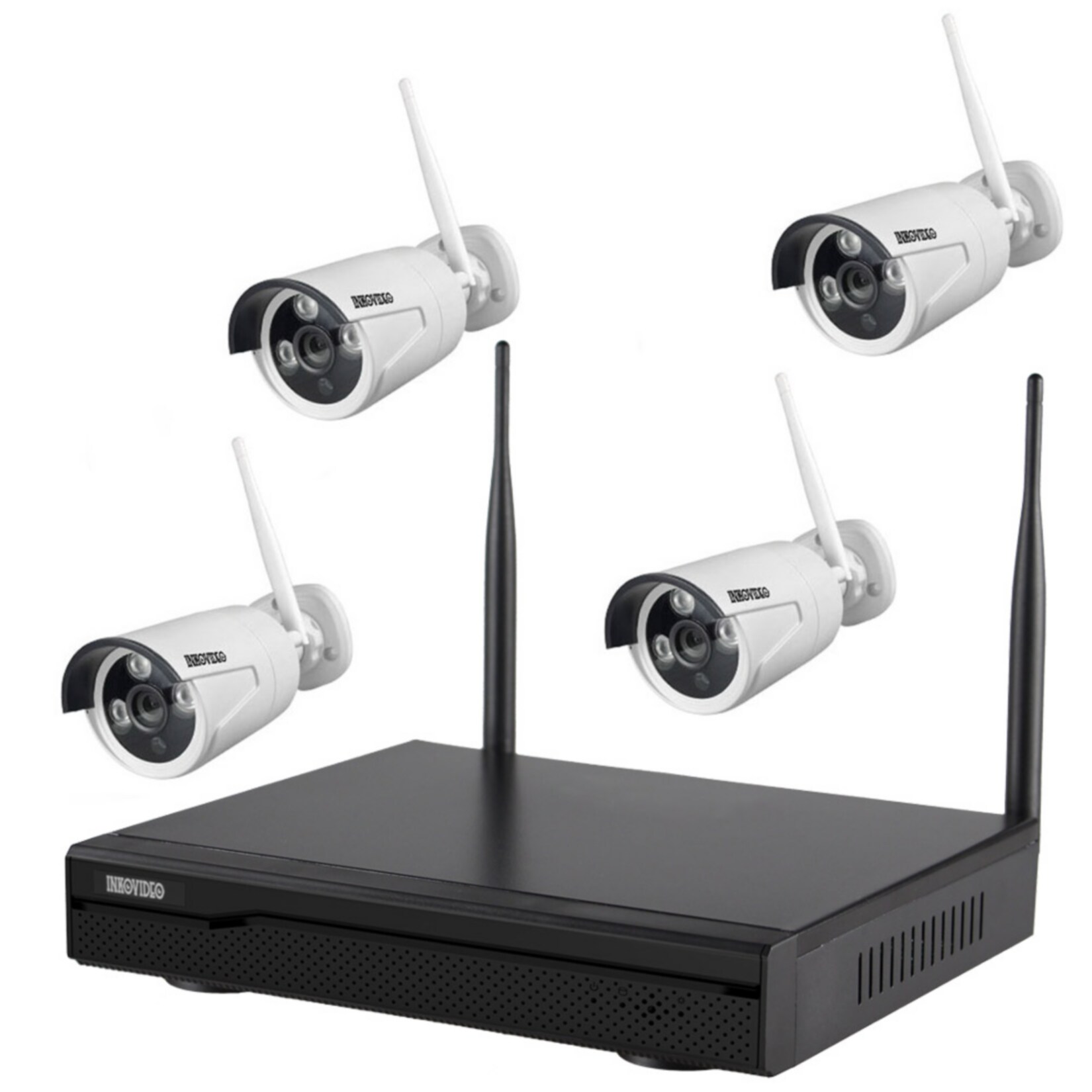 Inkovideo INKO-113 M Komplettset 4-Kanal Netzwerkrekorder mit 4 x HD &Uuml;berwachungskameras - Bild 1