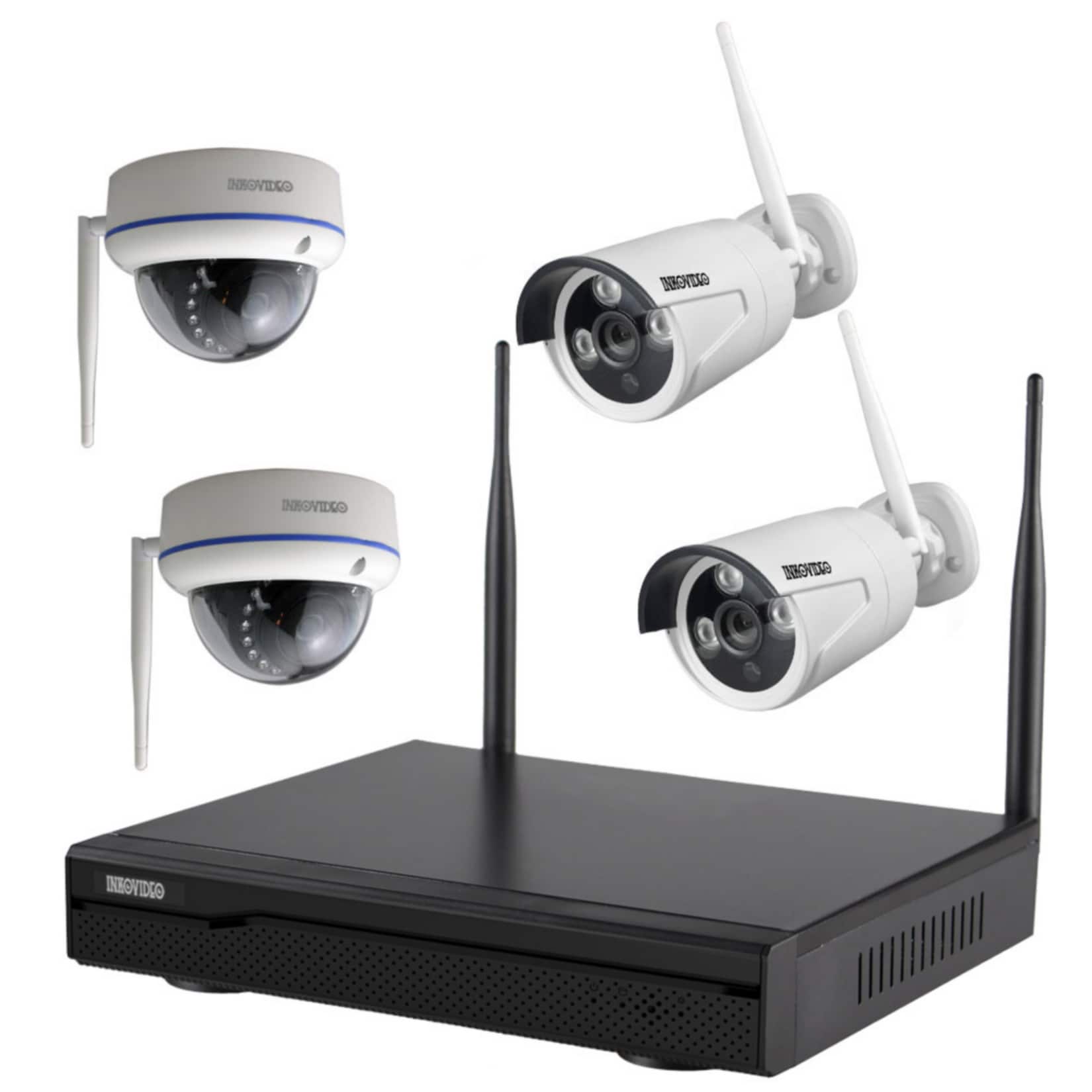 Inkovideo INKO-113M-D Komplettset 4-Kanal Netzwerkrekorder mit 2x Bullet und 2x Dome HD &Uuml;berwachungskameras - Bild 1