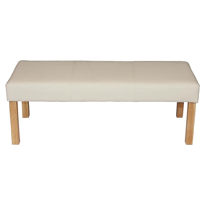 Sitzbank Bank Polsterbank M37 Kunstleder, 120x43x49cm, creme, helle Beine - Bild 1