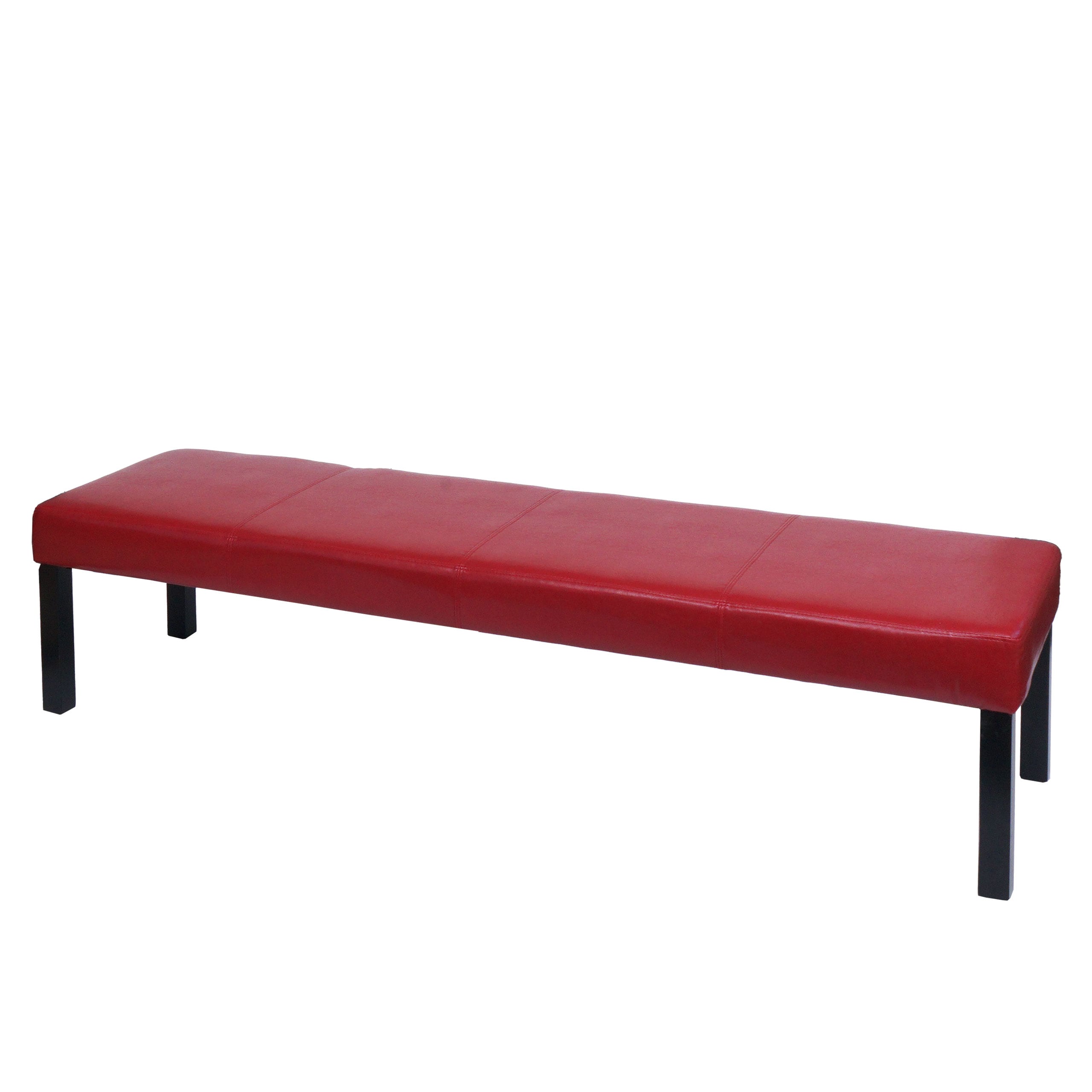 Sitzbank Polsterbank Bank M37 Kunstleder ~ 180x43x49 cm rot gl&auml;nzend, dunkle Beine - Bild 1