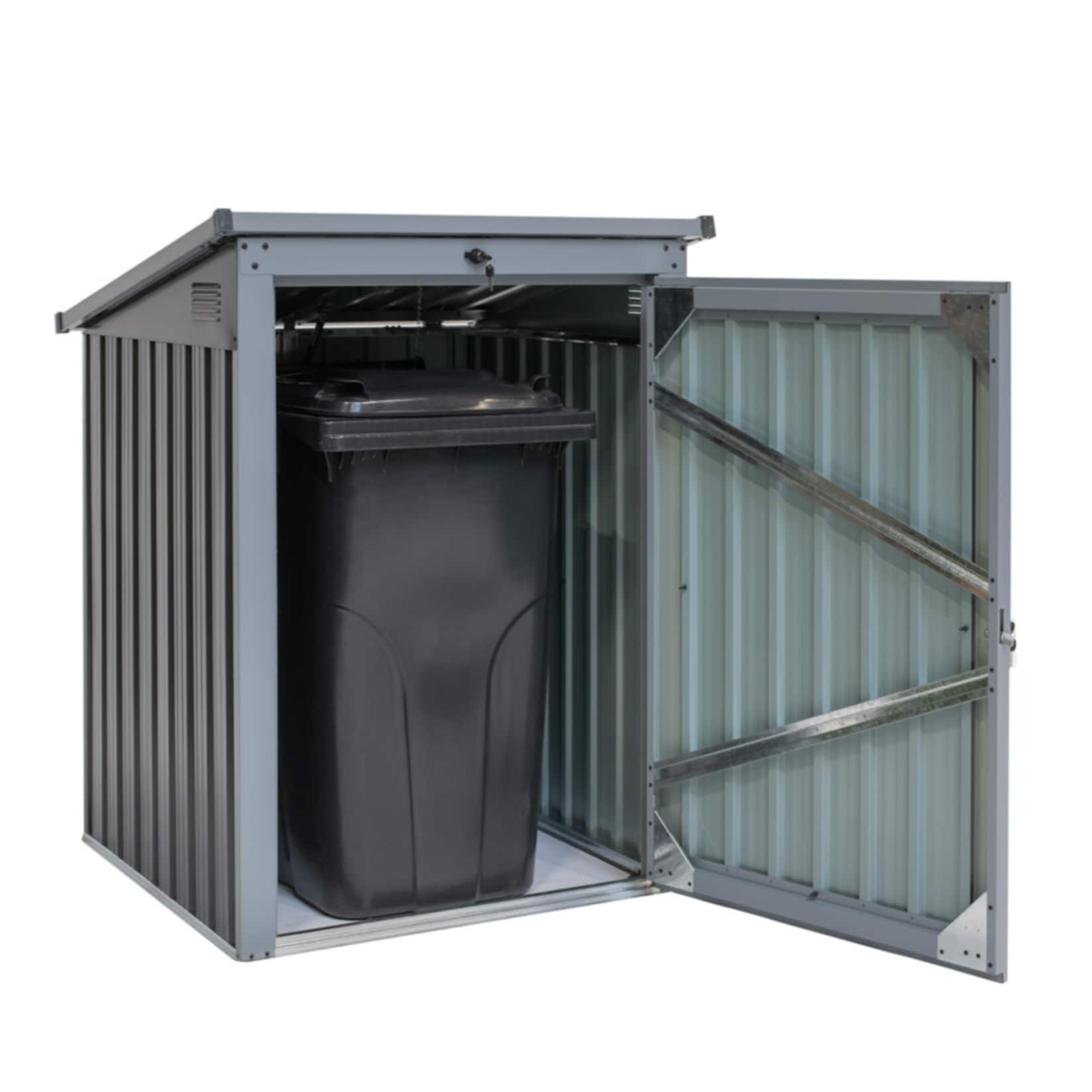 Metall M&uuml;lltonnenbox 1-fach anthrazit/lichtgrau - Bild 1