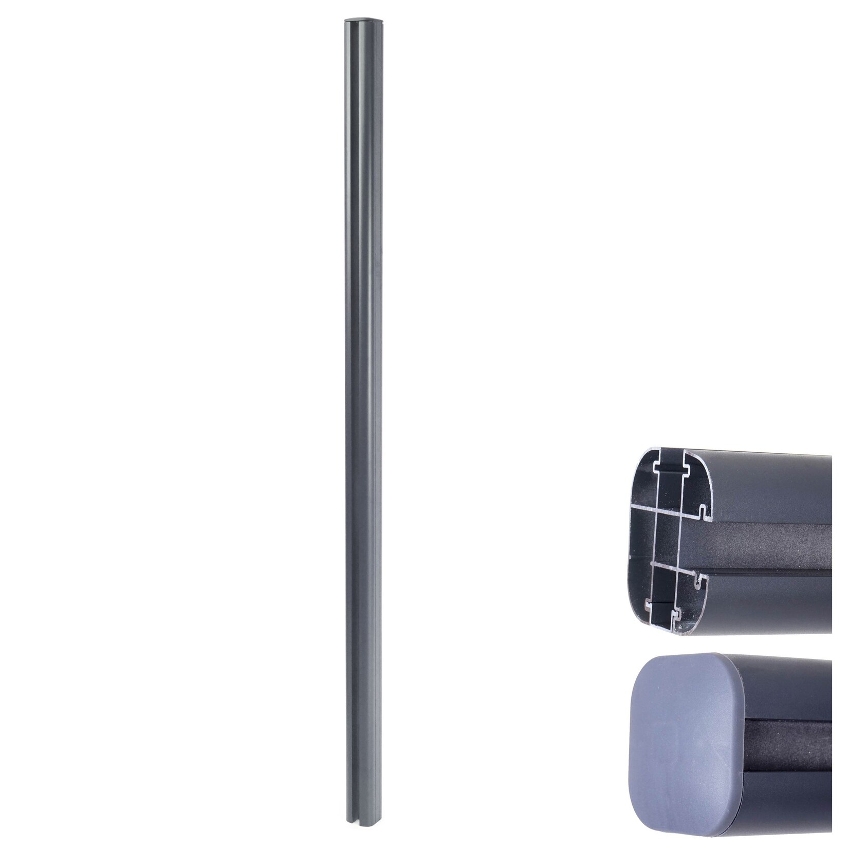 Alu-Pfosten Savoie-WPC-Zaun, Pfeiler Pfahl, Stecksystem 1,86m ~ grau | 04057651299617