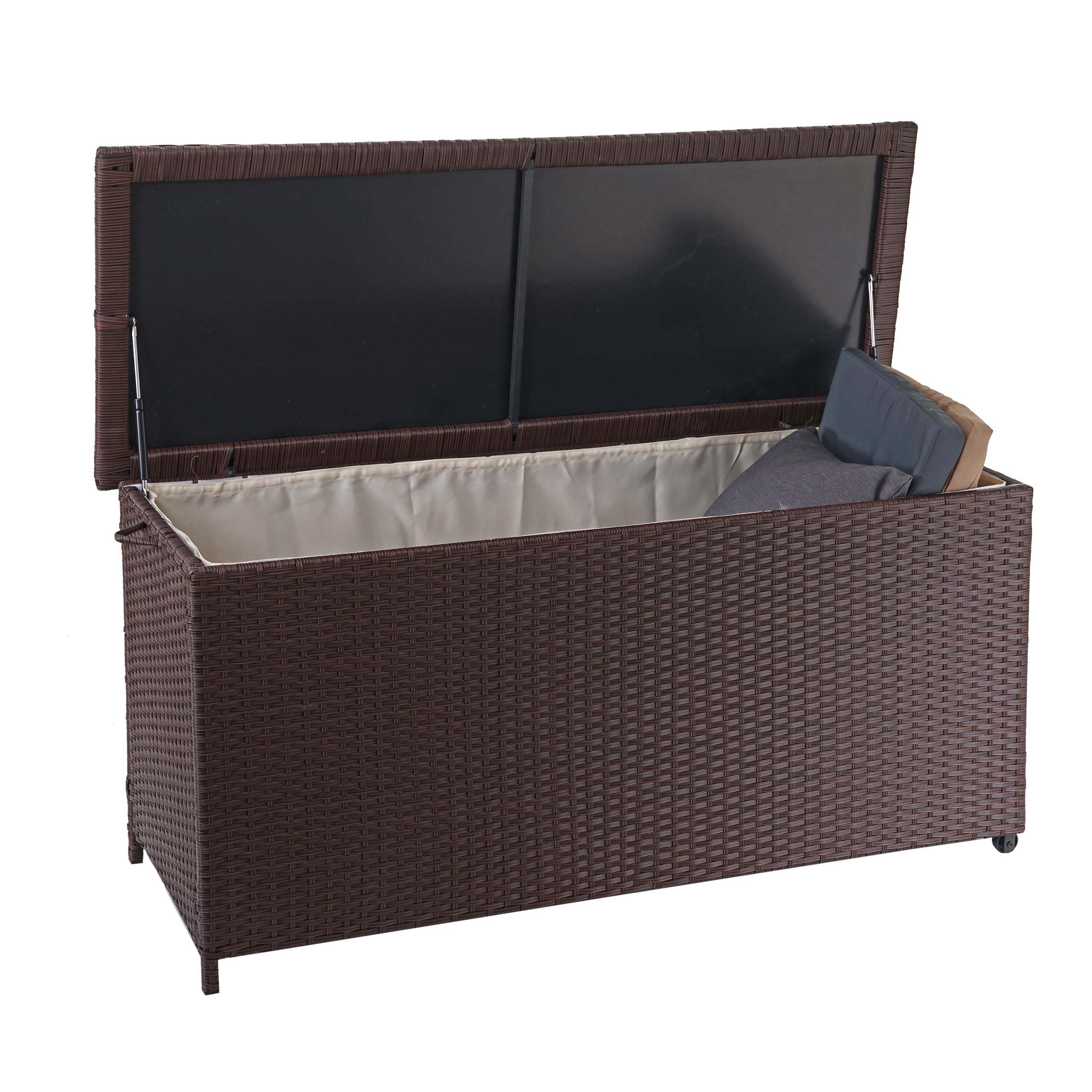 Poly-Rattan Kissenbox MCW-D88, Gartentruhe Auflagenbox Truhe ~ Premium braun, 63x135x52cm 320l - Bild 1