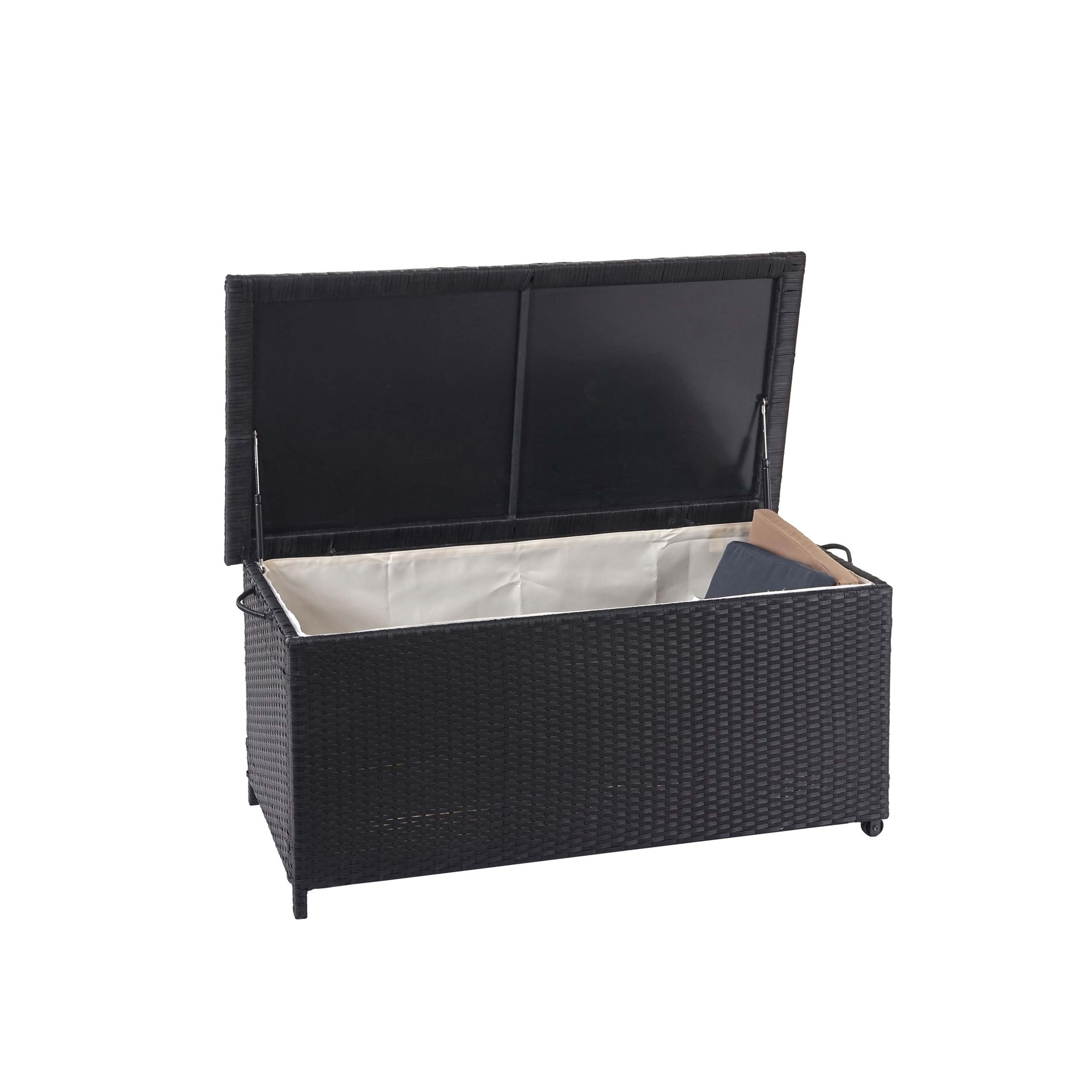 Poly-Rattan Kissenbox MCW-D88, Gartentruhe Auflagenbox Truhe ~ Premium schwarz, 51x100x50cm 170l - Bild 1