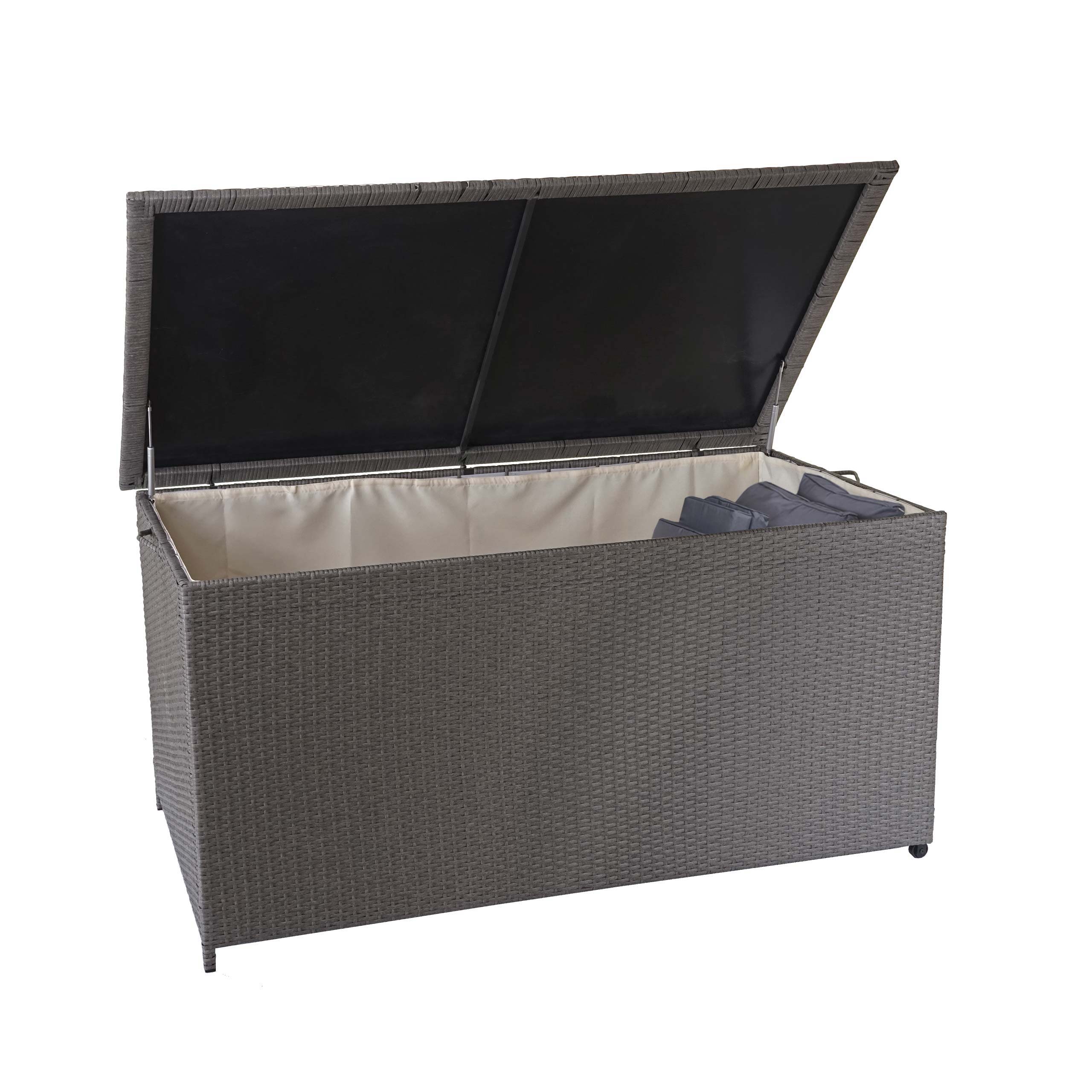 Poly-Rattan Kissenbox MCW-D88, Gartentruhe Auflagenbox Truhe ~ Premium grau, 80x160x94cm 950l - Bild 1