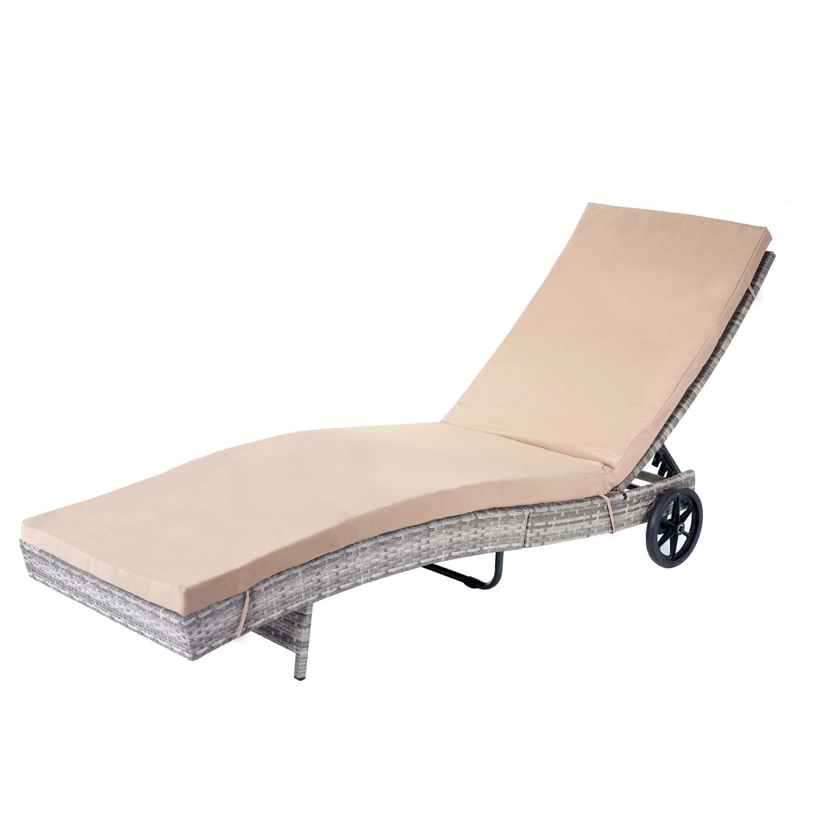Sonnenliege MCW-D80, Gartenliege Relaxliege Liege, Poly-Rattan ~ grau, Kissen beige | 04057651297903