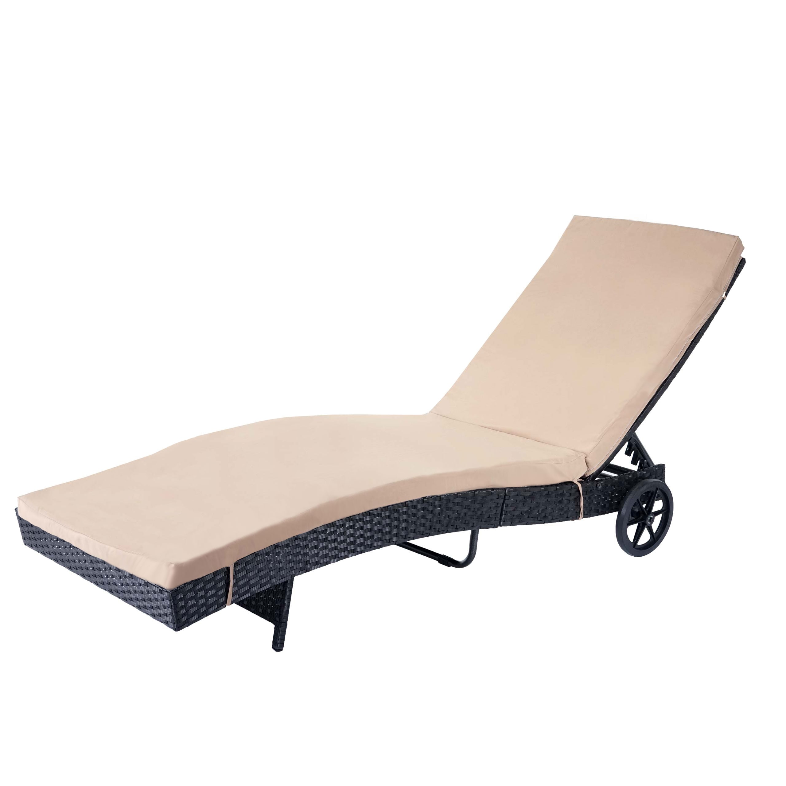 Sonnenliege MCW-D80, Gartenliege Relaxliege Liege, Poly-Rattan ~ anthrazit, Kissen beige - Bild 1