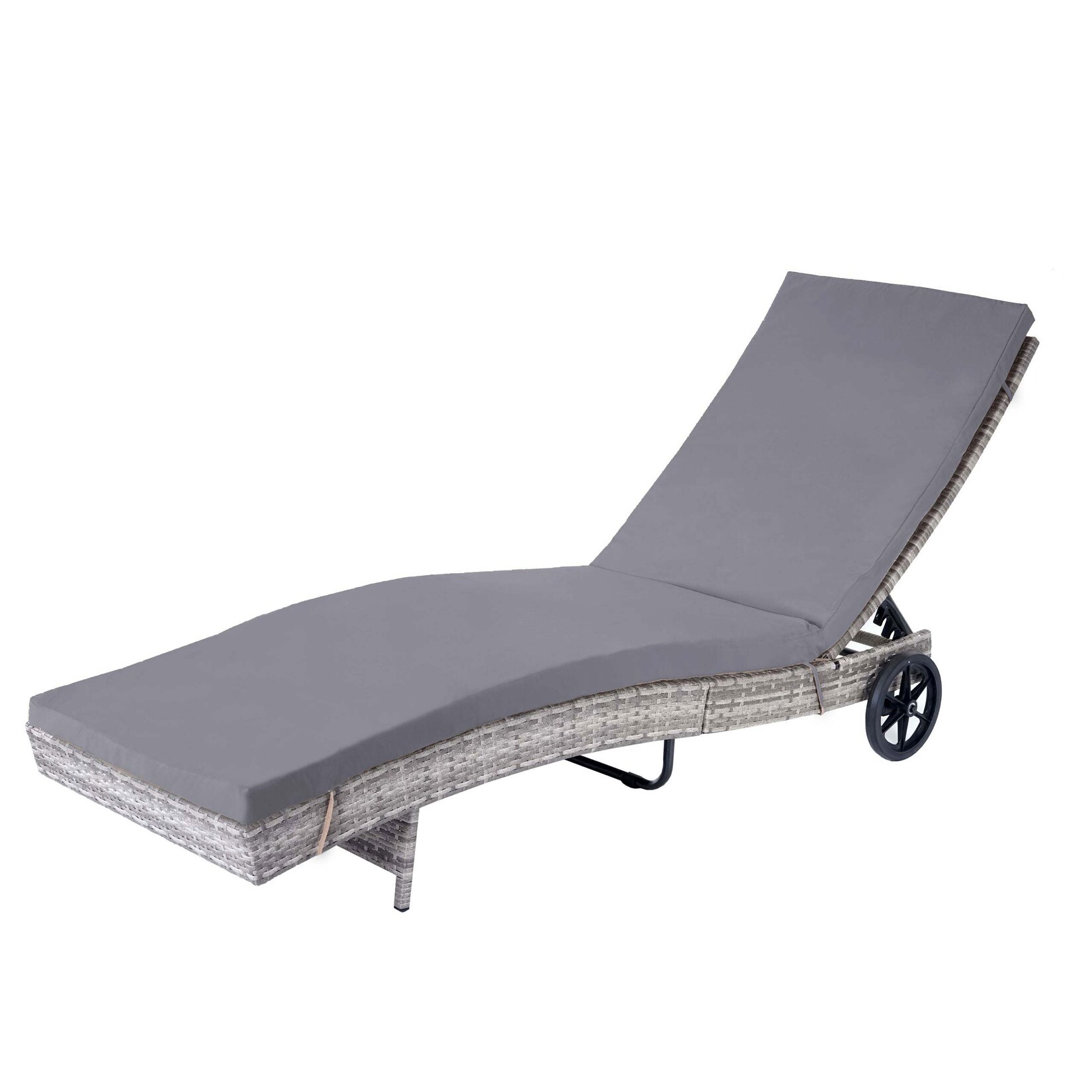 Sonnenliege MCW-D80, Gartenliege Relaxliege Liege, Poly-Rattan ~ grau, Kissen dunkelgrau