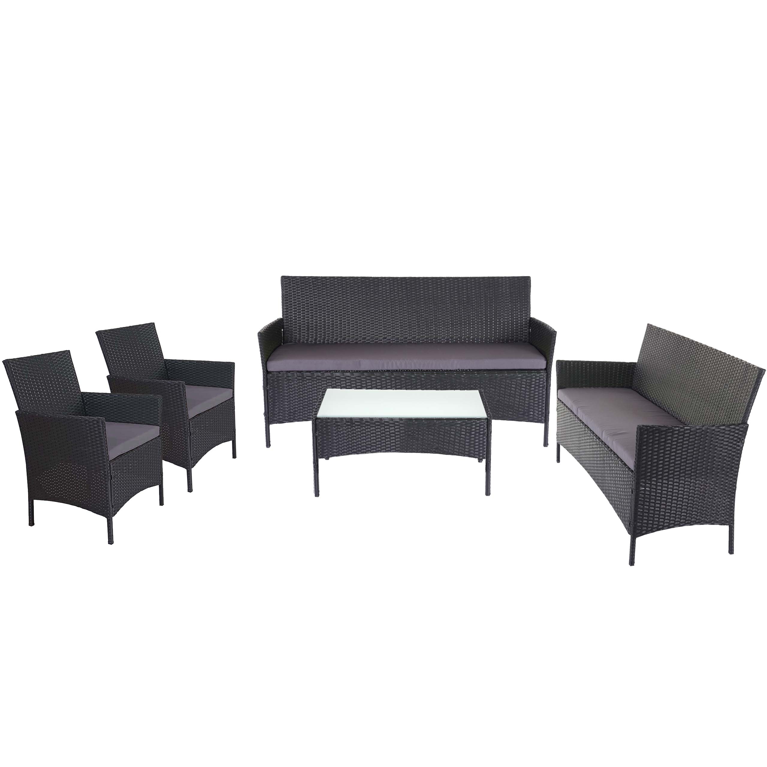3-2-1-1 Poly-Rattan Garten-Garnitur Hamar, Lounge-Set Sitzgruppe Sofa ~ anthrazit, Kissen anthrazit - Bild 1