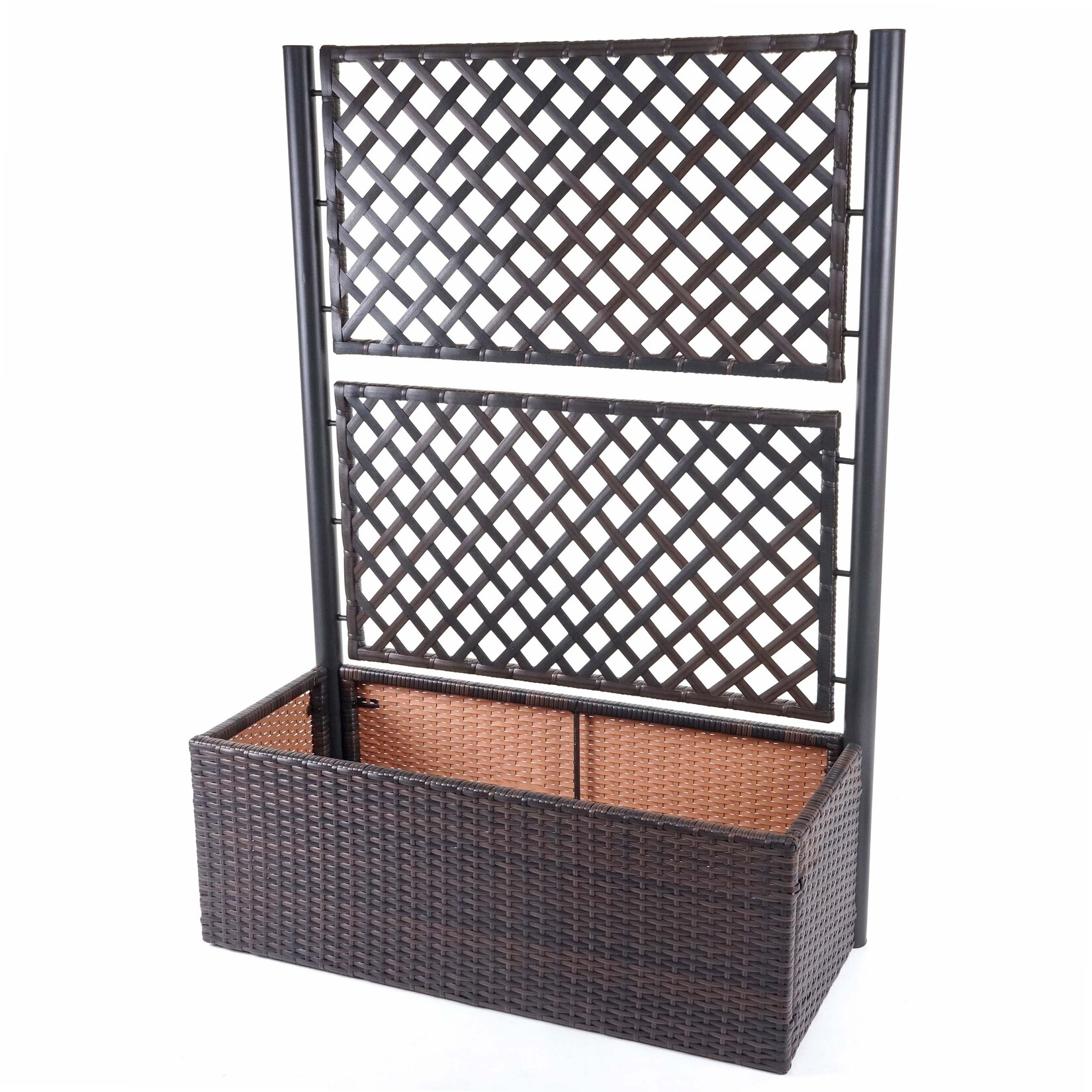 Poly-Rattan Rankgitter MCW-D76, Pflanzkasten Rankhilfe, 142x100x43cm ~ braun | 04057651269337