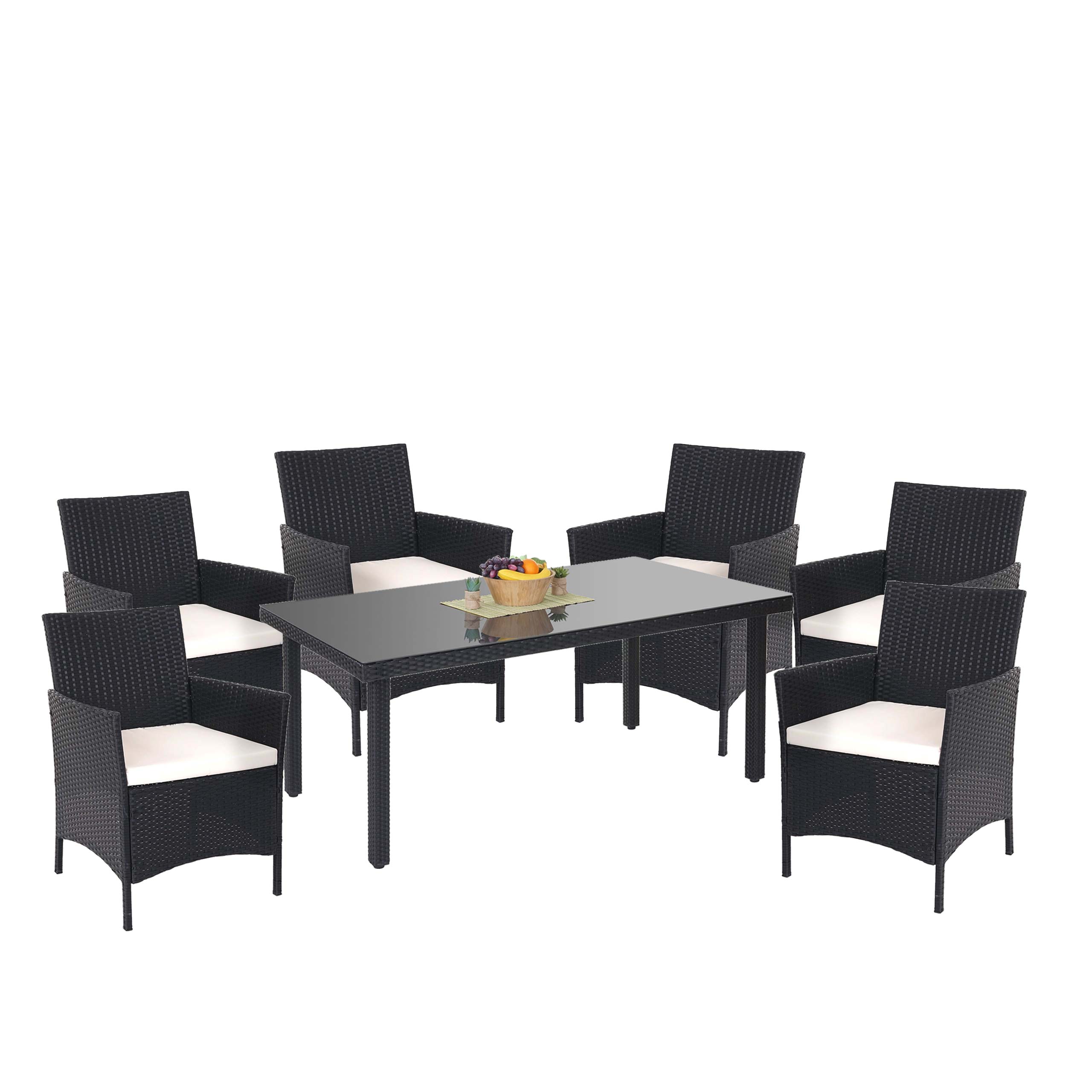 Poly-Rattan-Garnitur Hamar, Gartenm&ouml;bel Balkon-Set Sitzgarnitur ~ anthrazit, Kissen creme - Bild 1