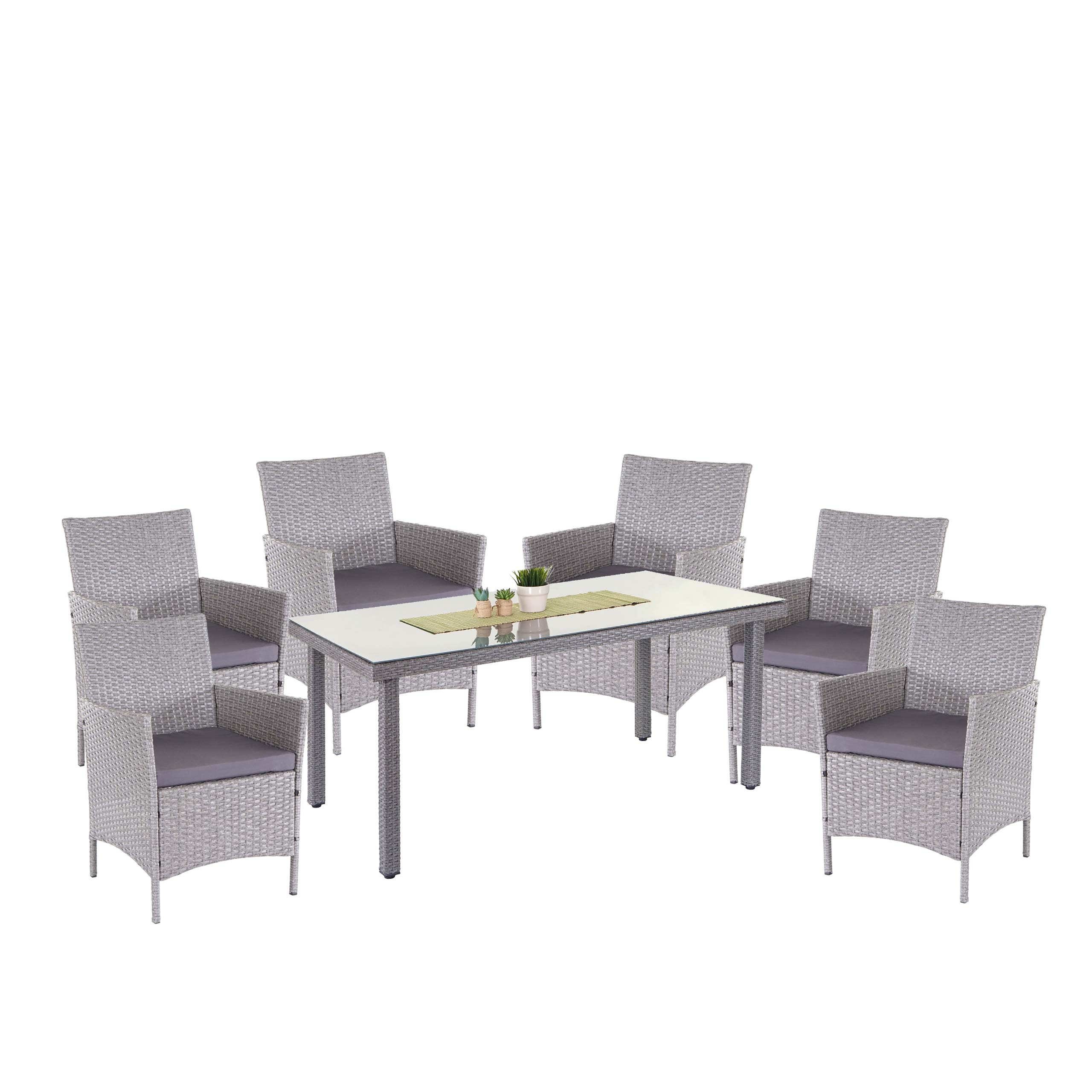 Poly-Rattan-Garnitur Hamar, Gartenm&ouml;bel Balkon-Set Sitzgarnitur ~ grau, Kissen anthrazit - Bild 1