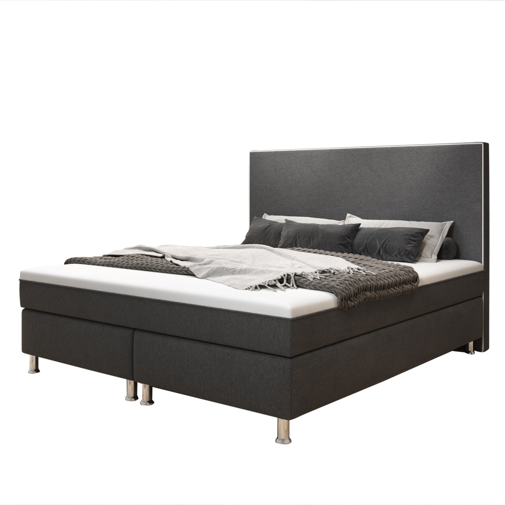 Inter Trading Boxspringbett King De Luxe, anthrazit | 04260465773048