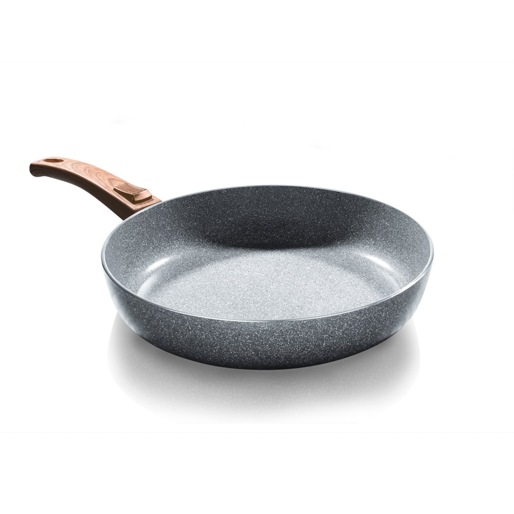 BRATmaxx Keramik-Pfanne Granit-Design mit Griff in Holz-Optik, 28 cm - Bild 1