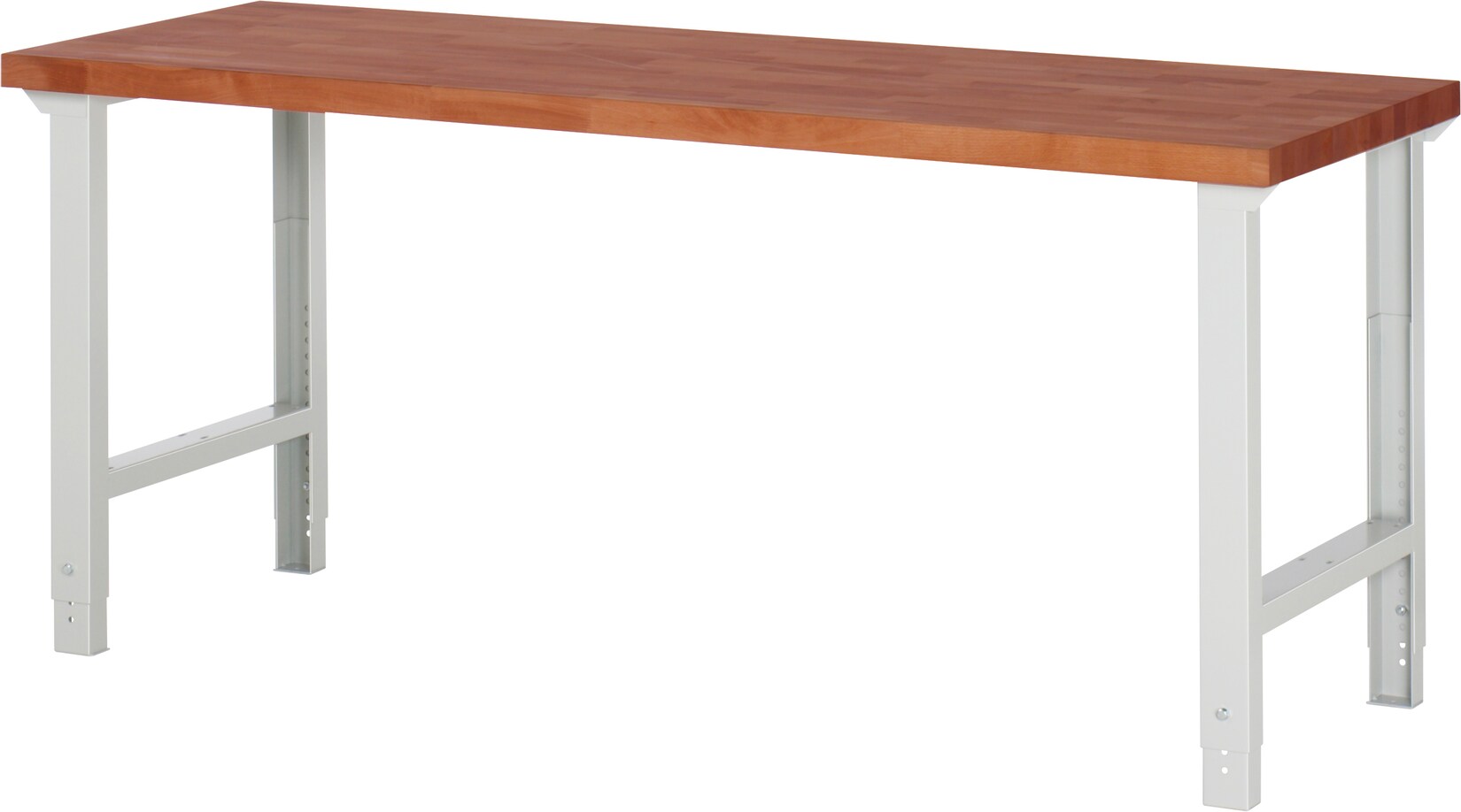 Rau Werkbank mit einstellbarer Arbeitshöhe und Buche-Massiv-Arbeitsplatte, ca. B 200 x H 79-114 x T 70 cm | 04040376400543