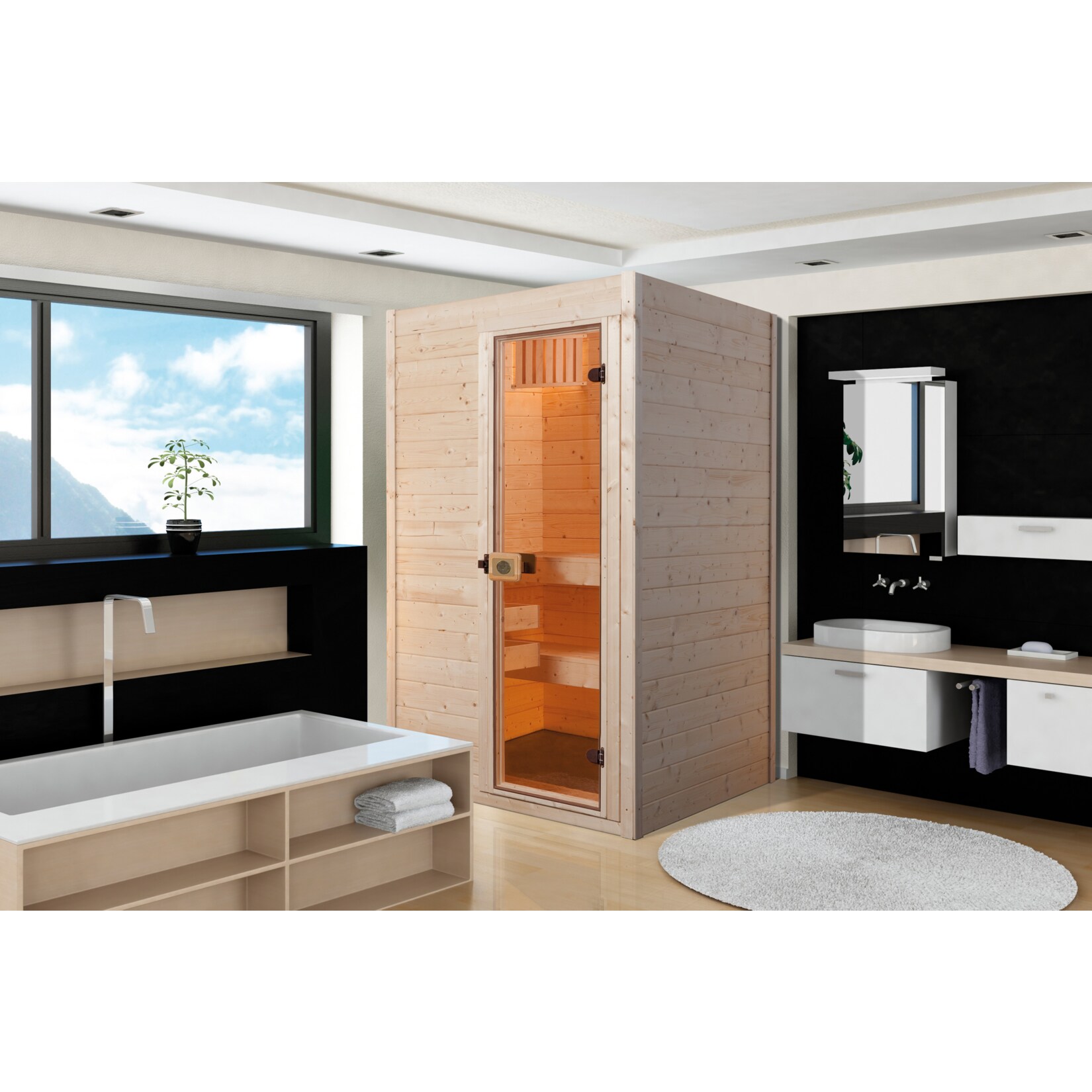 Weka Massivholzsauna Valida Gr. 1 inkl. Sauna-Kompaktofen 3,6 kW - Bild 1