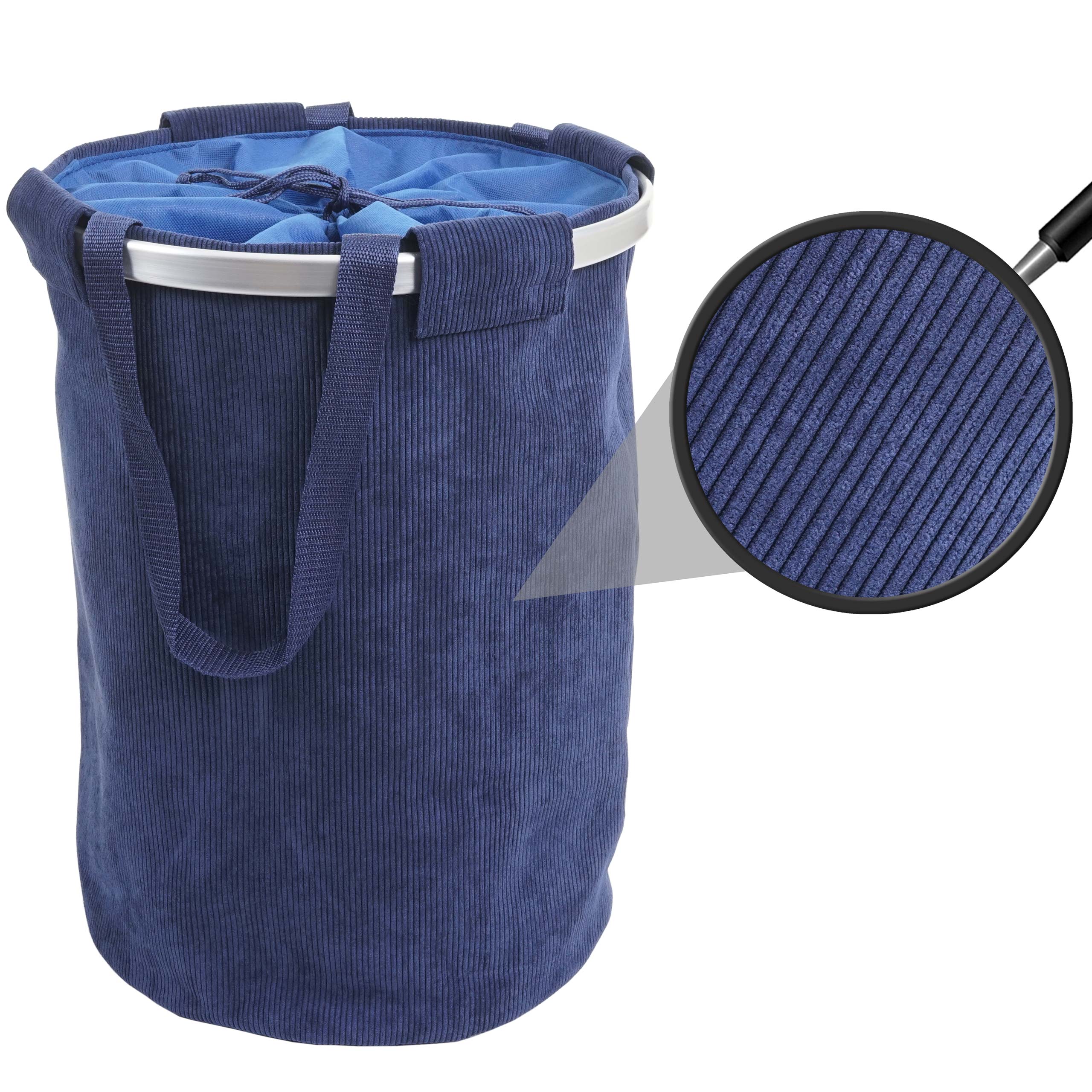 W&auml;schesammler MCW-C34, Laundry W&auml;schekorb W&auml;schesack W&auml;schebeh&auml;lter mit Kordelzug, Henkel 55x39cm 65l ~ cord blau - Bild 1