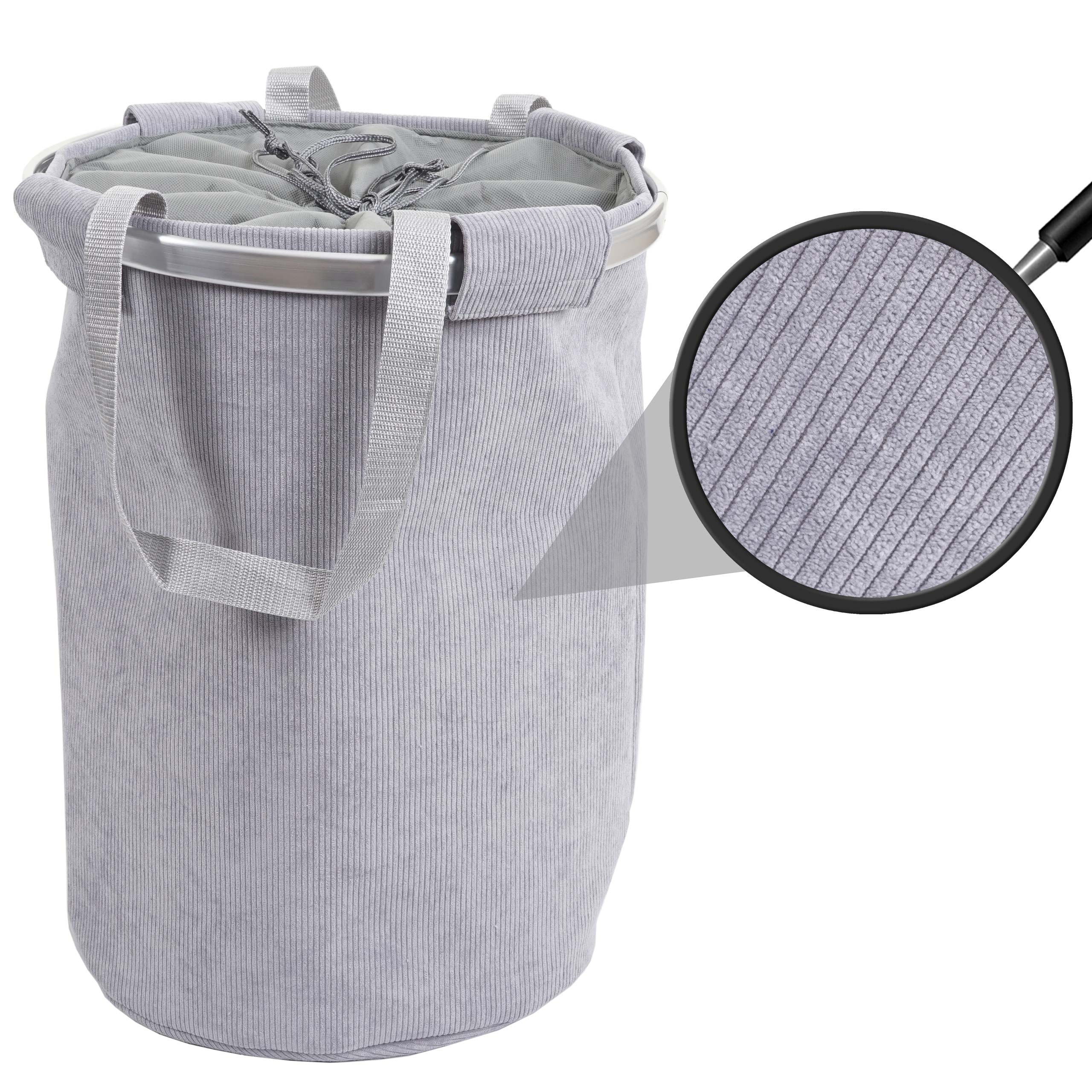 W&auml;schesammler MCW-C34, Laundry W&auml;schekorb W&auml;schesack W&auml;schebeh&auml;lter mit Kordelzug, Henkel 55x39cm 65l ~ cord grau - Bild 1