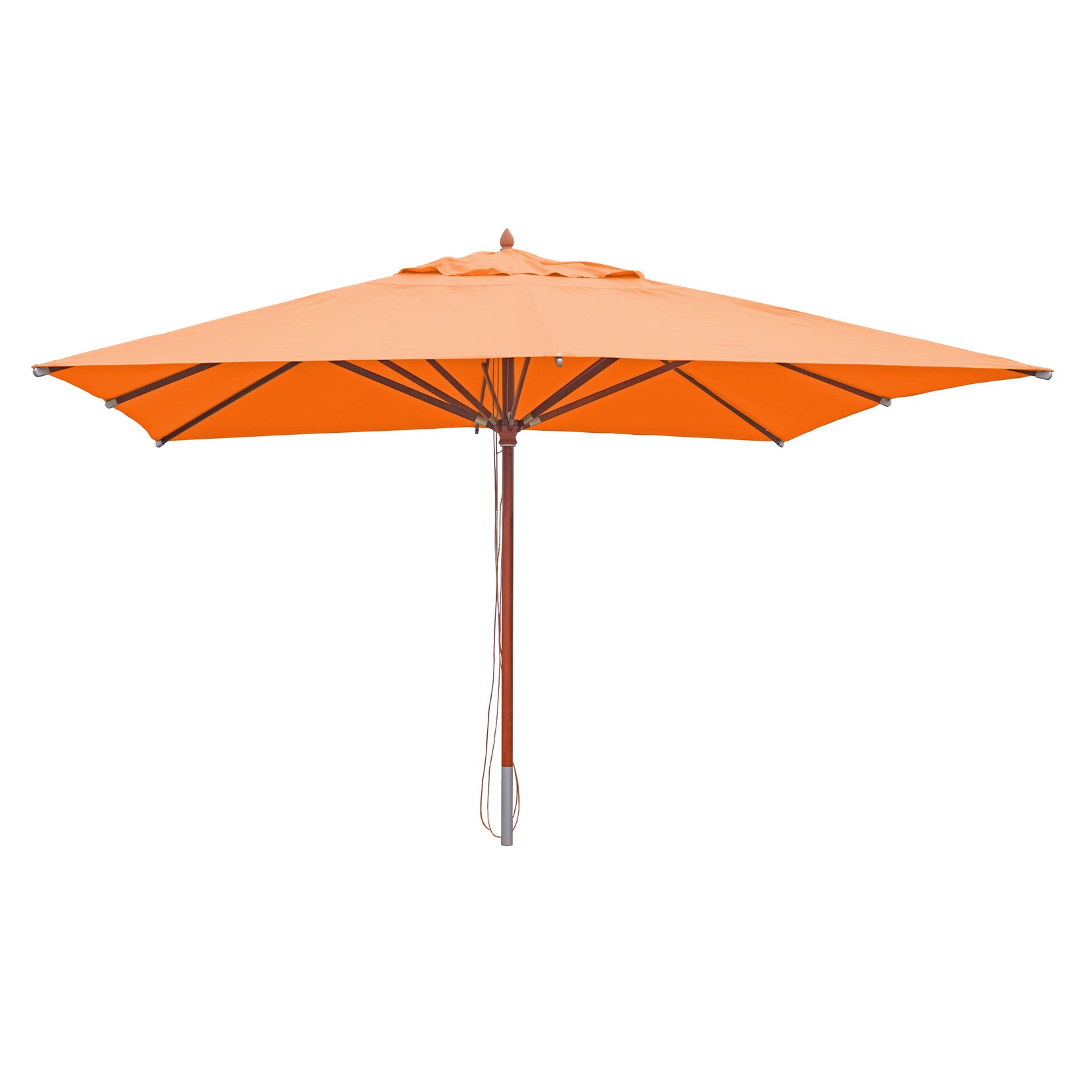 Gastronomie Holz-Sonnenschirm MCW-C57, Gartenschirm, Polyester/Holz 28kg, eckig 4x4m Seilzug stoßsicher ~ terracotta | 04057651302836