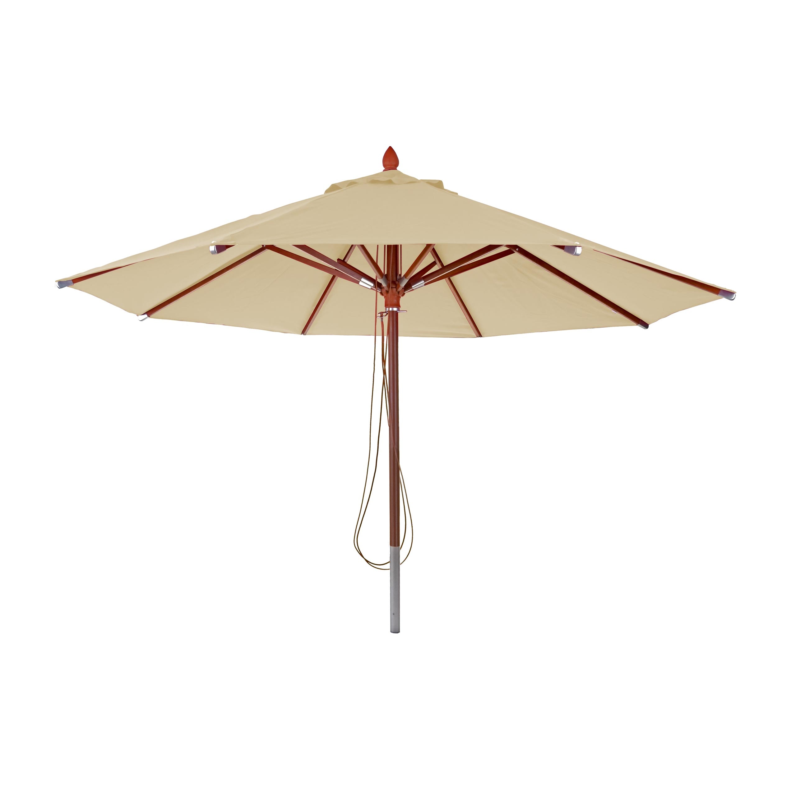 Gastronomie Holz-Sonnenschirm MCW-C57, Gartenschirm, Polyester/Holz 16kg, rund &Oslash;4m Seilzug sto&szlig;sicher ~ creme - Bild 1