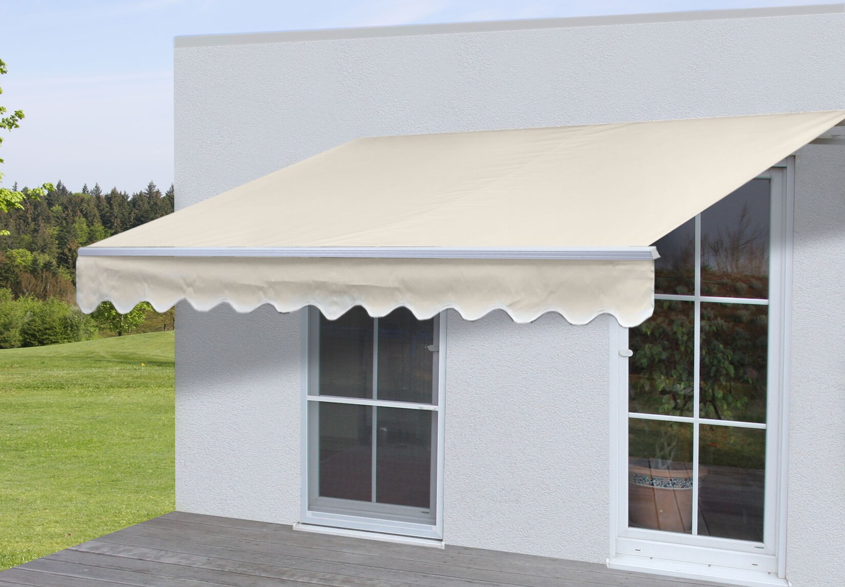 Alu-Markise -E49, Gelenkarmmarkise Sonnenschutz 2,5x2m ~ Polyester Creme