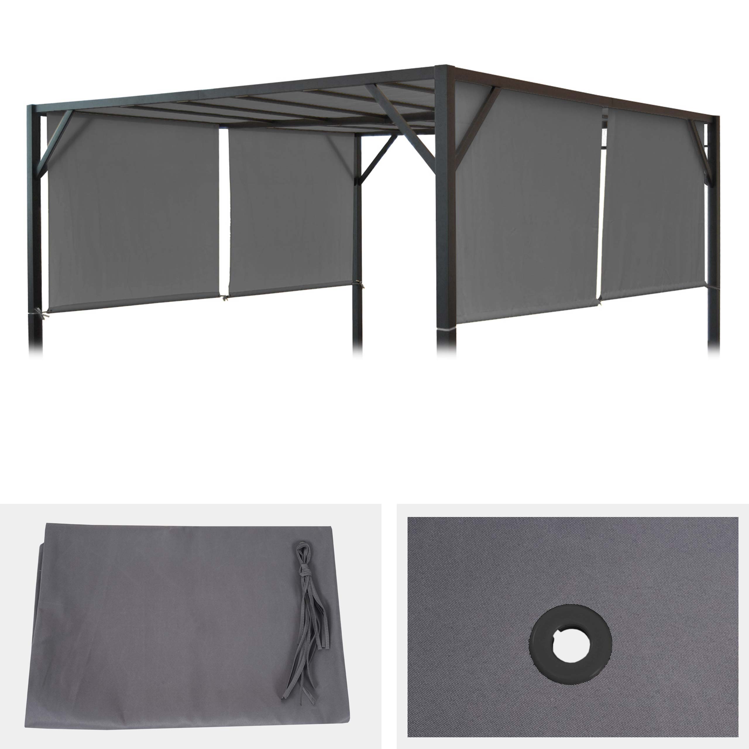 Ersatzbezug f&uuml;r Dach Pergola Pavillon Beja 4x4m ~ grau - Bild 1