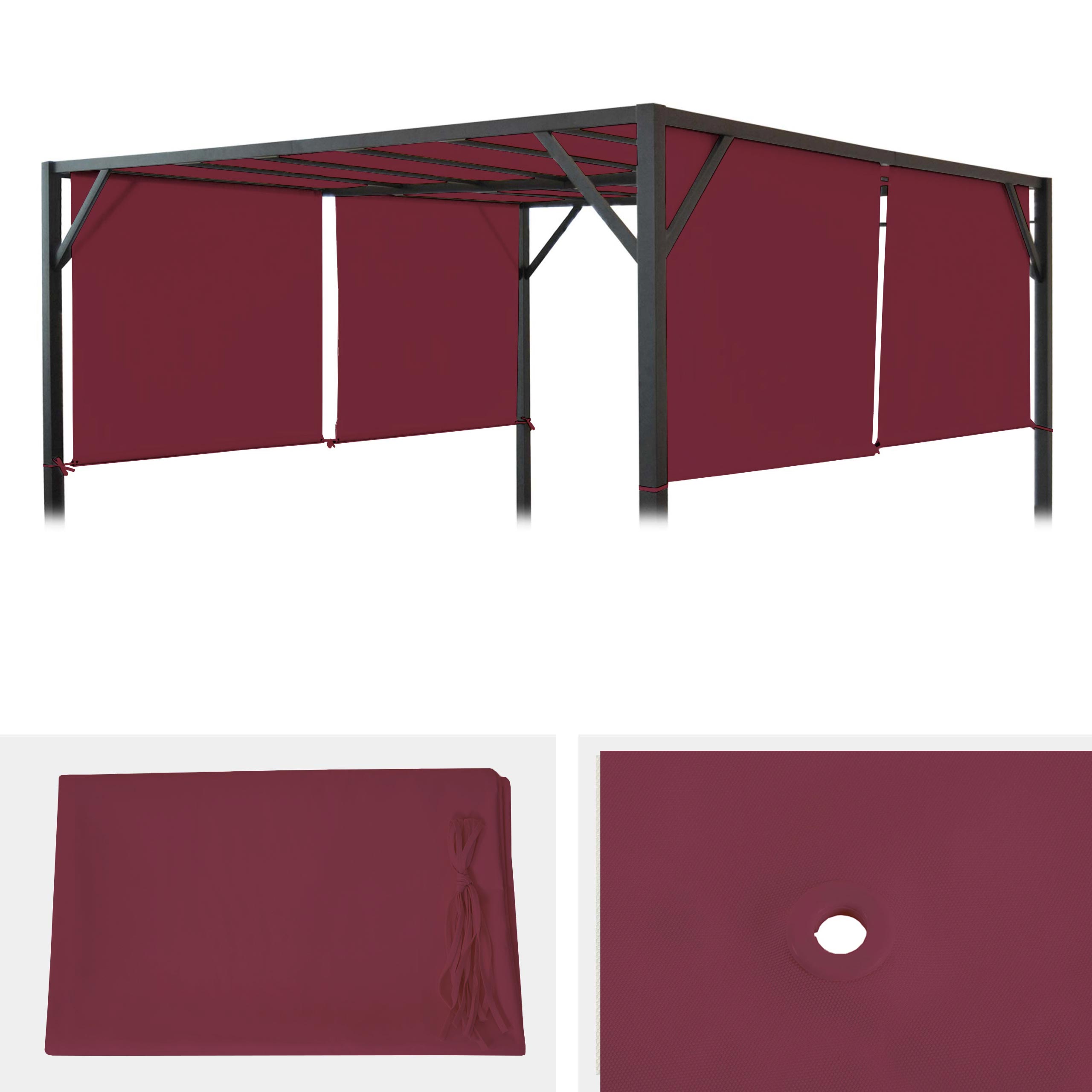 Ersatzbezug f&uuml;r Dach Pergola Pavillon Beja 3x3m ~ bordeaux-rot - Bild 1