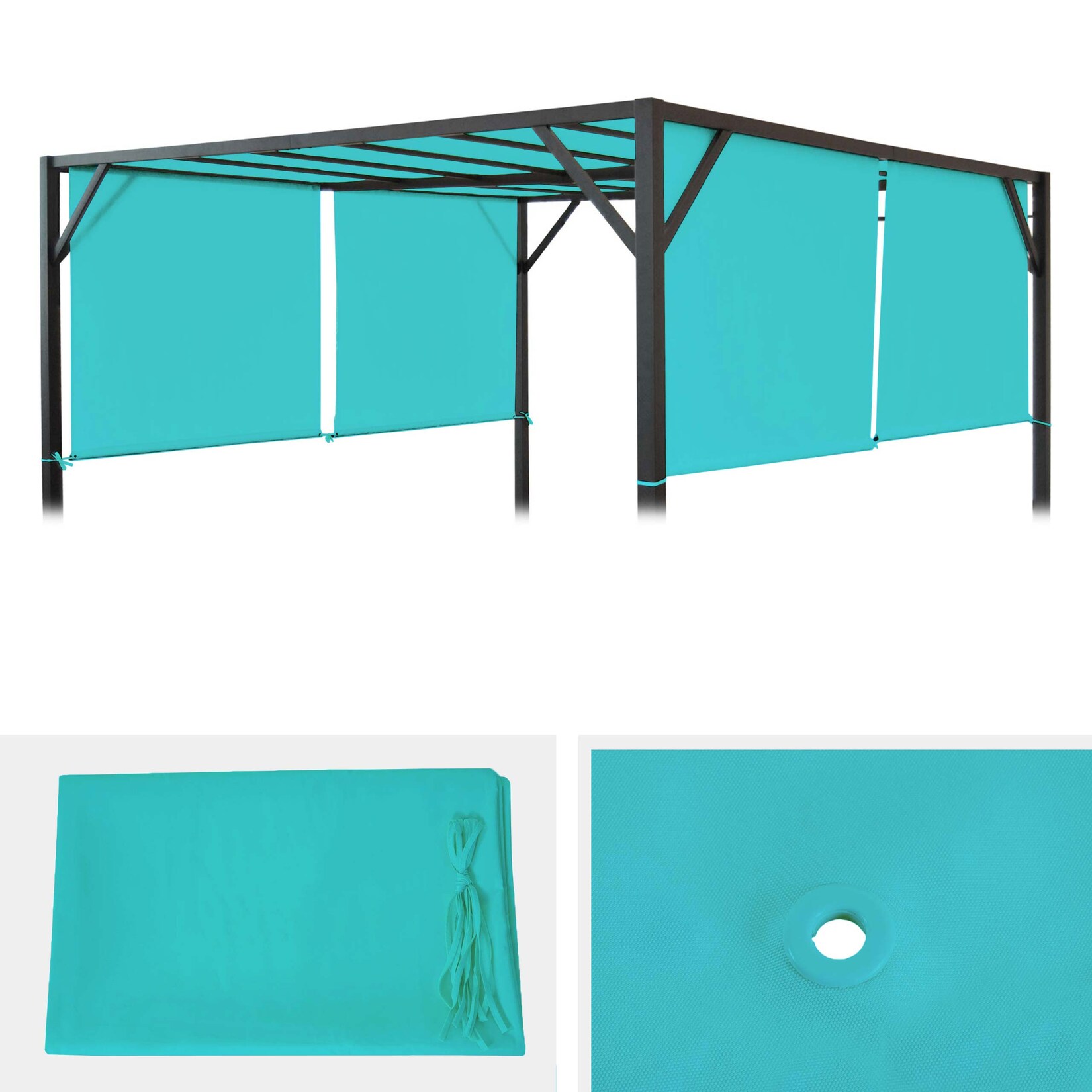 Ersatzbezug für Dach Pergola Pavillon Beja 3x3m ~ türkis-blau | 04057651428536