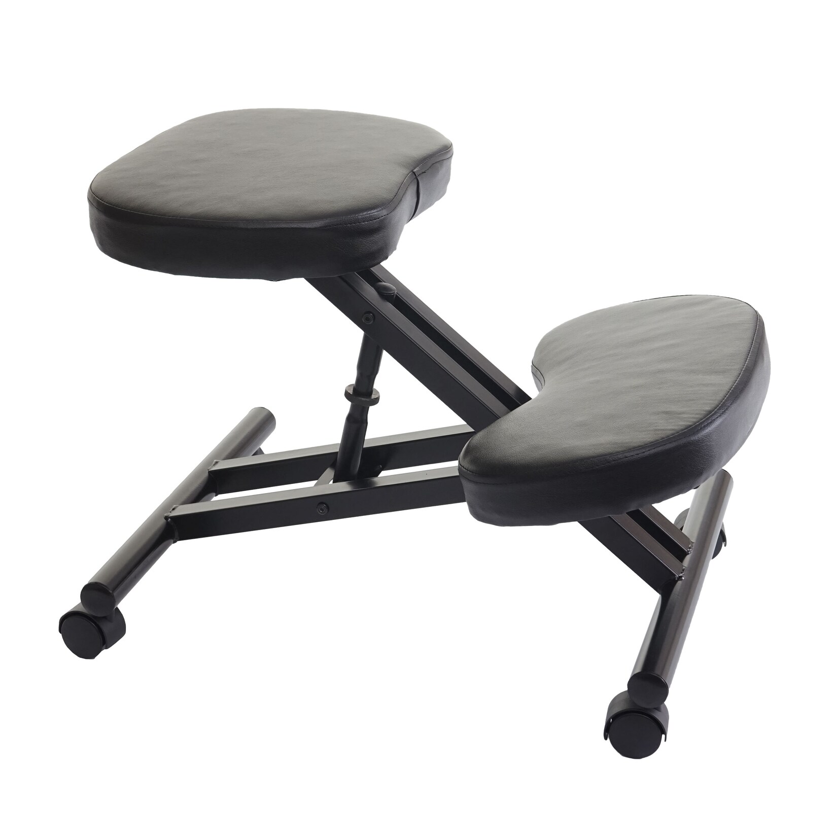 Kniestuhl MCW-E10, Sitzhocker Kniehocker, höhenverstellbar Rollen Kunstleder Metall MVG-zertifiziert ~ schwarz
