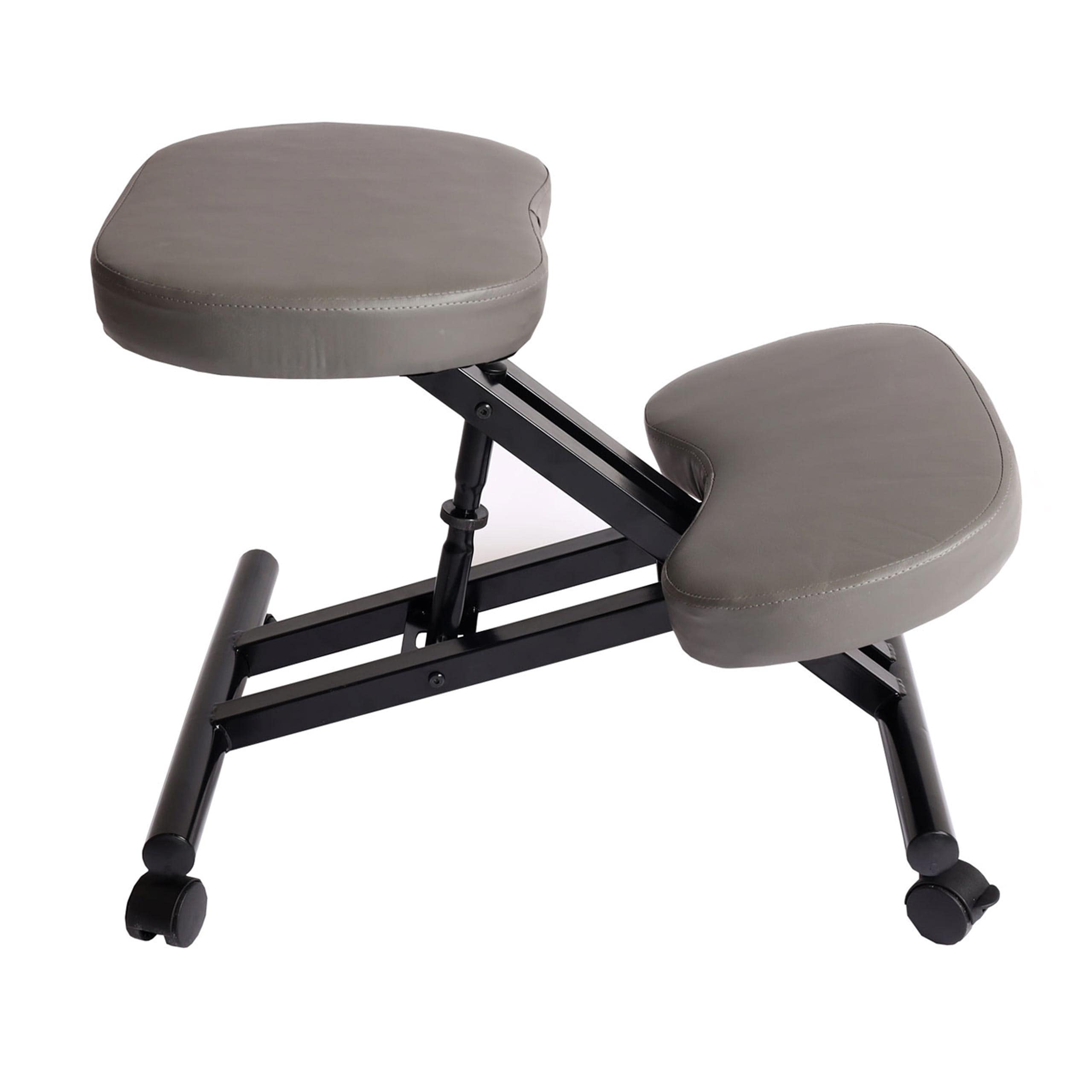 Kniestuhl MCW-E10, Sitzhocker Kniehocker, h&ouml;henverstellbar Rollen Kunstleder Metall MVG-zertifiziert ~ grau matt - Bild 1