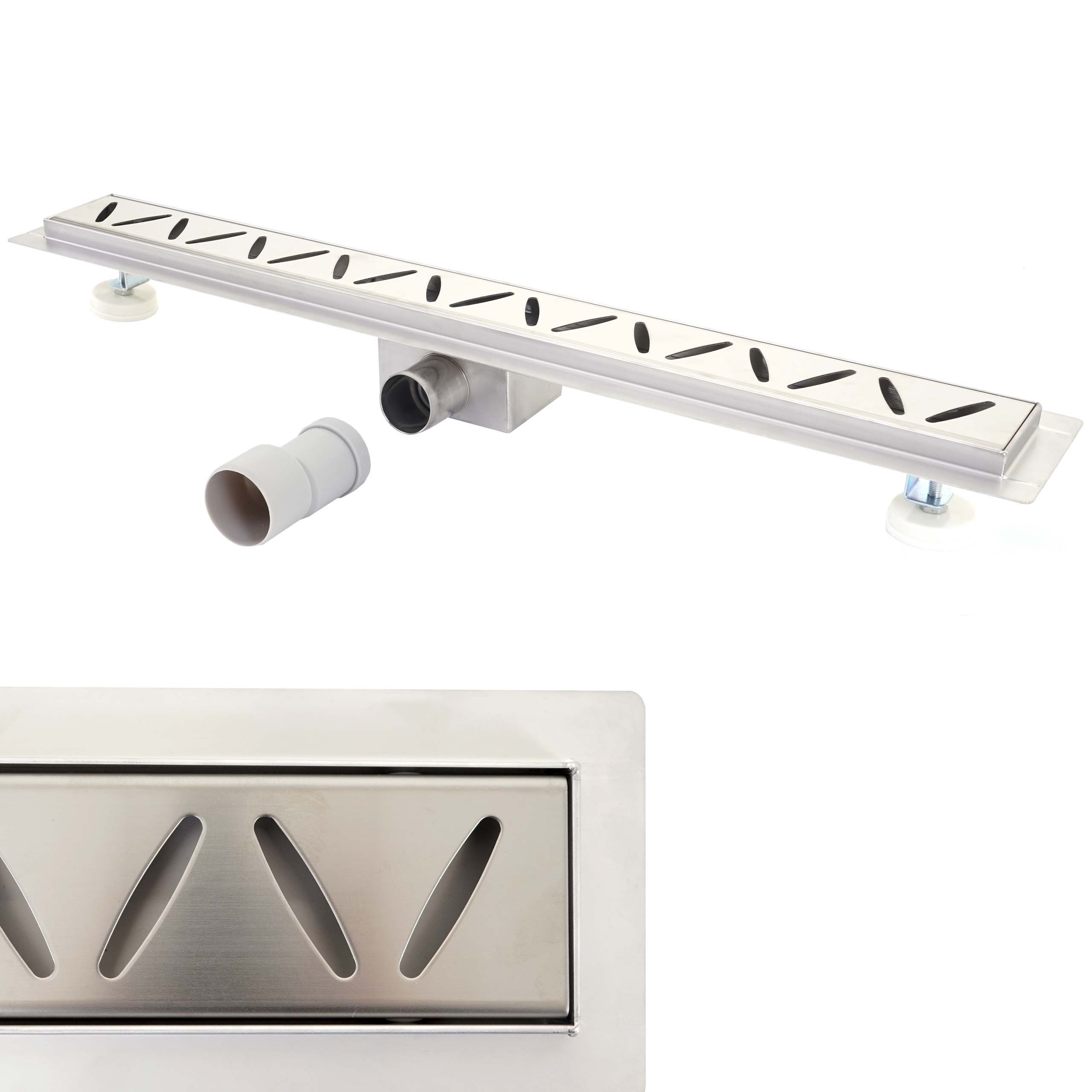 Duschrinne MCW-D94c, Bodenablauf Abflussrinne Duschablauf, Edelstahl Siphon 50-120cm ~ 120cm - Bild 1