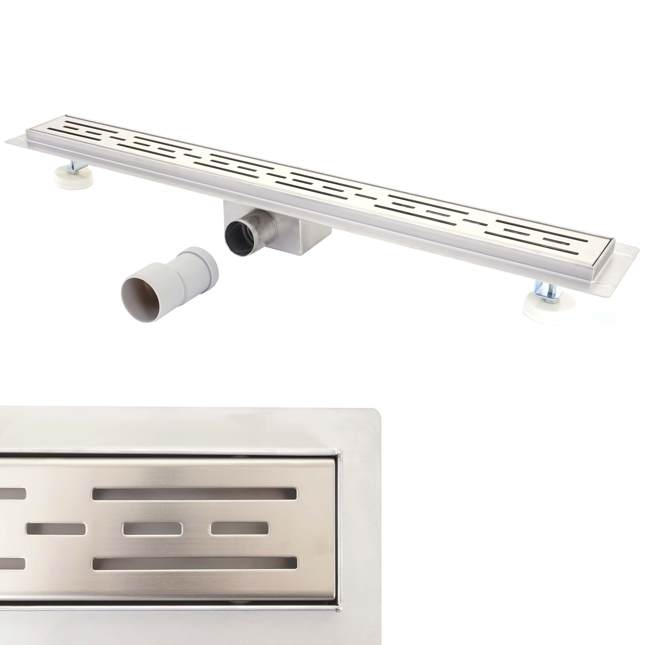 Duschrinne MCW-D94a, Bodenablauf Abflussrinne Duschablauf, Edelstahl Siphon 50-120cm ~ 90cm - Bild 1