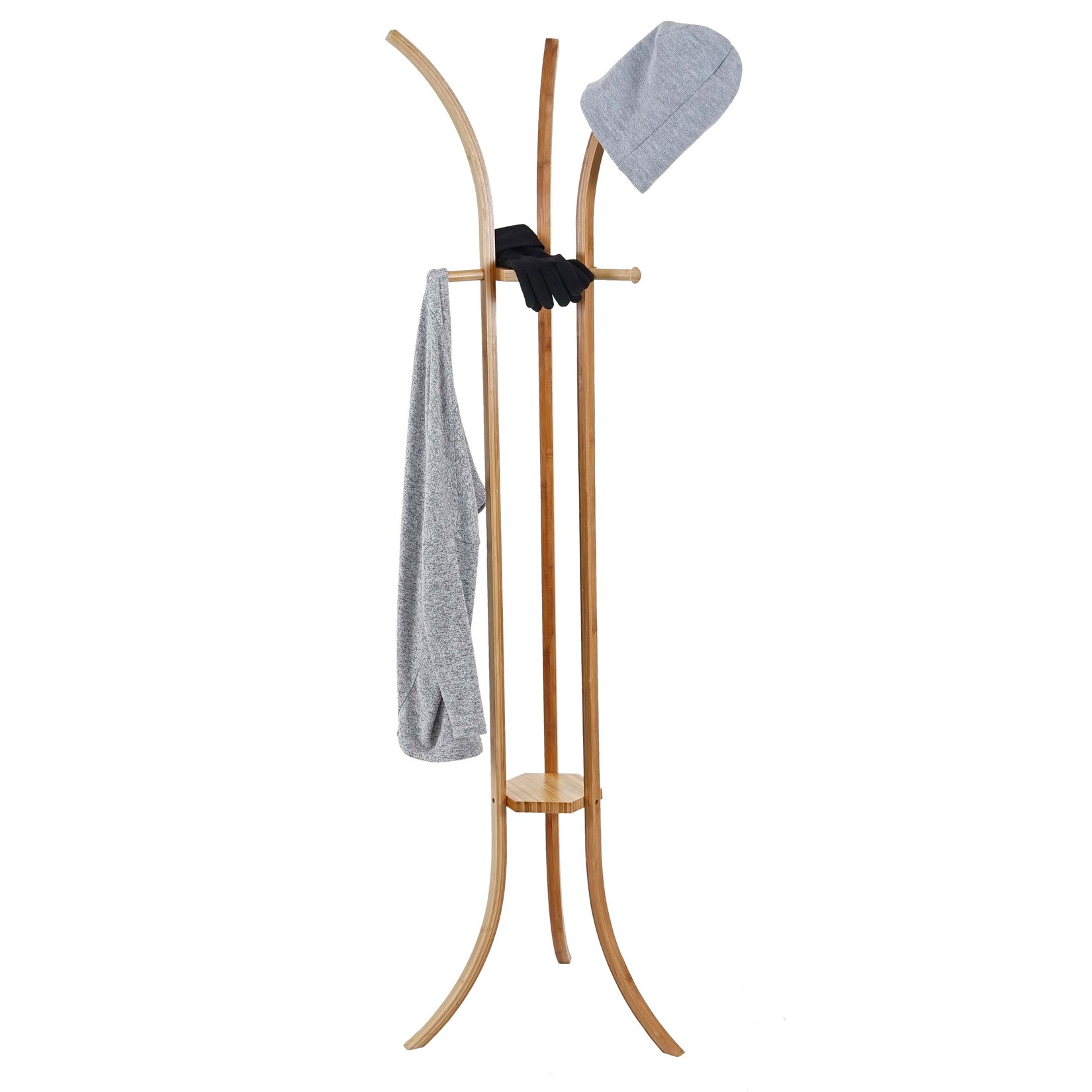 Garderobenständer MCW-D89, Standgarderobe Garderobe Kleiderständer, Holz Bambus 177x48x48cm | 04057651291802