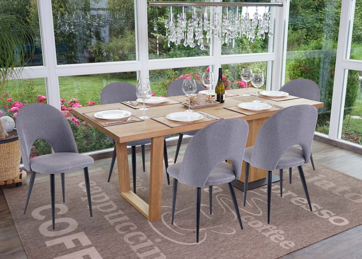 6er-Set Esszimmerstuhl MCW-D73, Stuhl Küchenstuhl, Stoff/Textil ~ dunkelgrau | 04057651288383