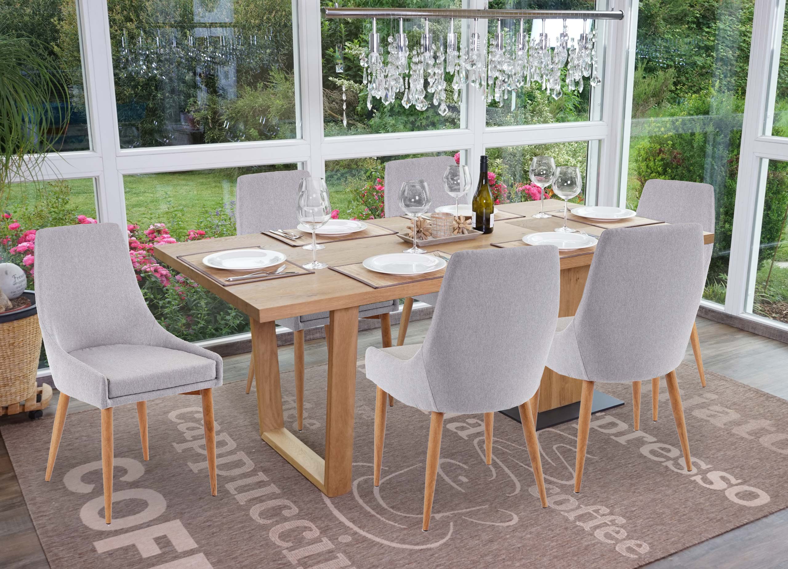 6er-Set Esszimmerstuhl MCW-B44 II, Stuhl K&uuml;chenstuhl Retro Design ~ Stoff/Textil grau - Bild 1